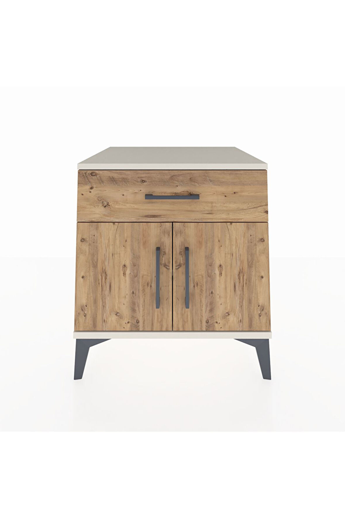 Kronos Komodin Tek Raflı Tek Çekmeceli 2 Kapaklı 60x59x64 Aytaşı-Çam