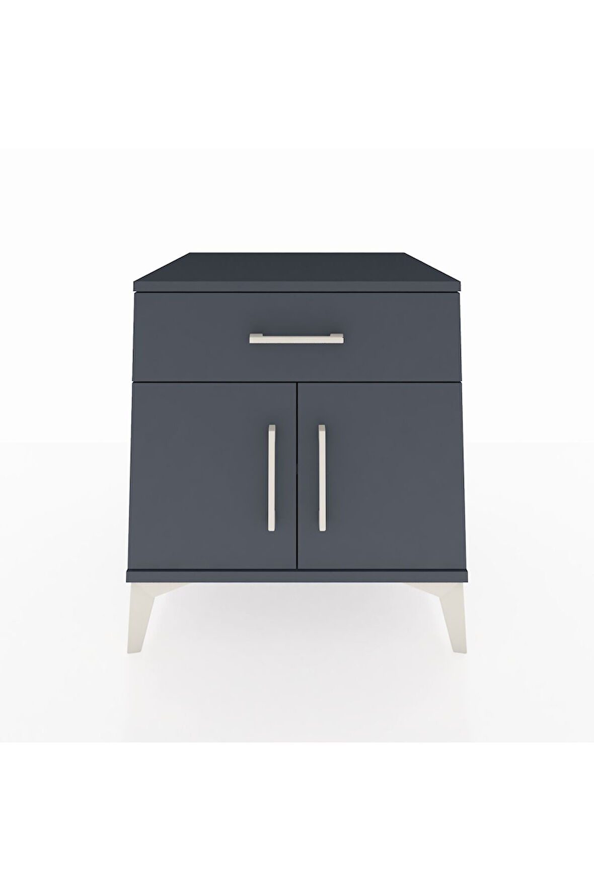 Kronos Komodin Tek Raflı Tek Çekmeceli 2 Kapaklı 60x59x64 Antrasit-Antrasit