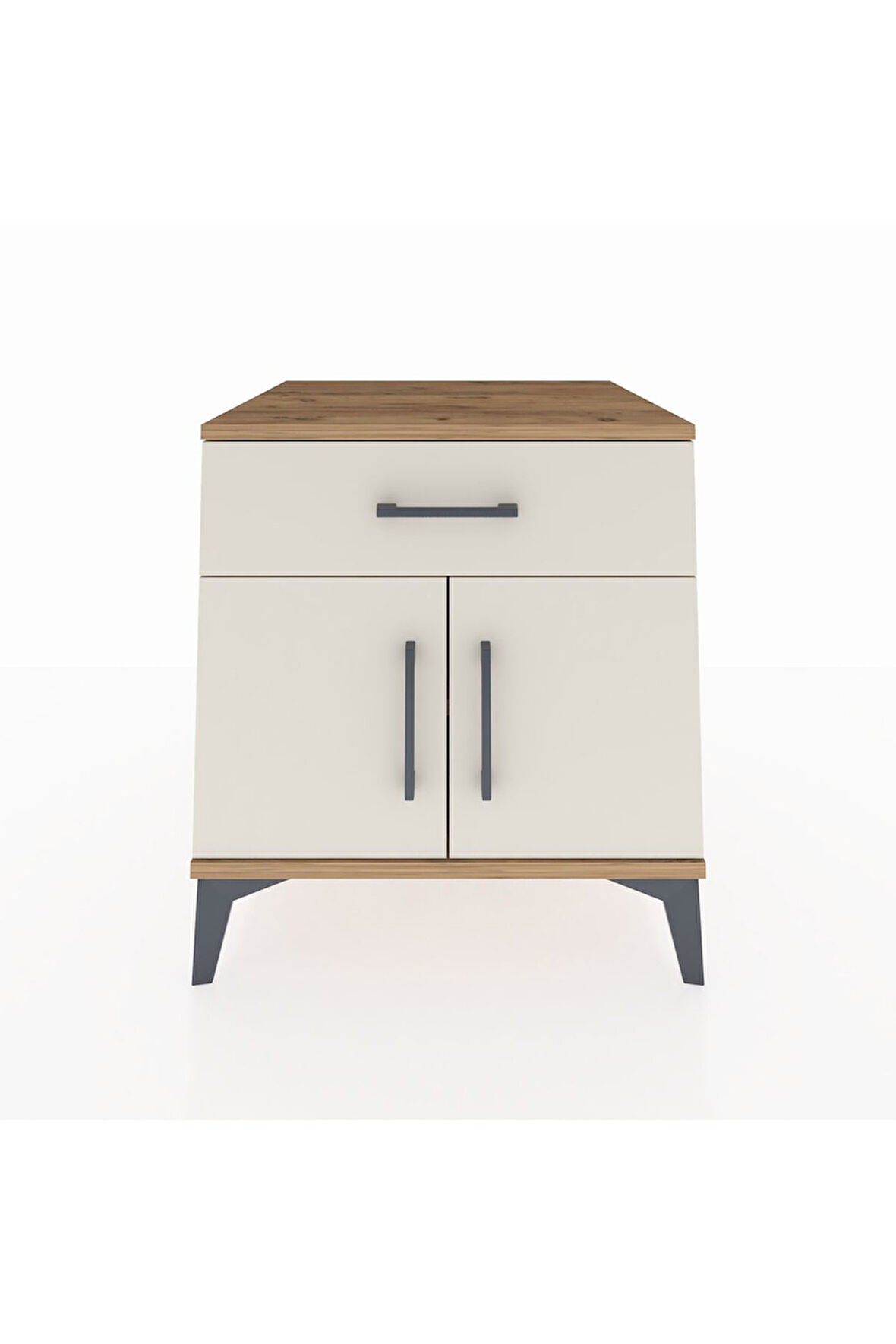 Kronos Komodin Tek Raflı Tek Çekmeceli 2 Kapaklı 60x59x64 Çam-Aytaşı