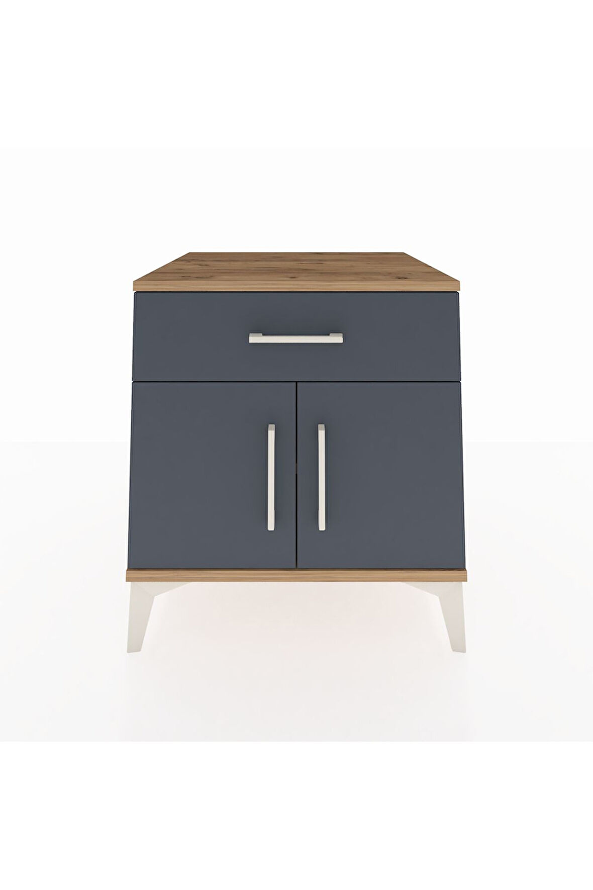 Kronos Komodin Tek Raflı Tek Çekmeceli 2 Kapaklı 60x59x64 Çam-Antrasit