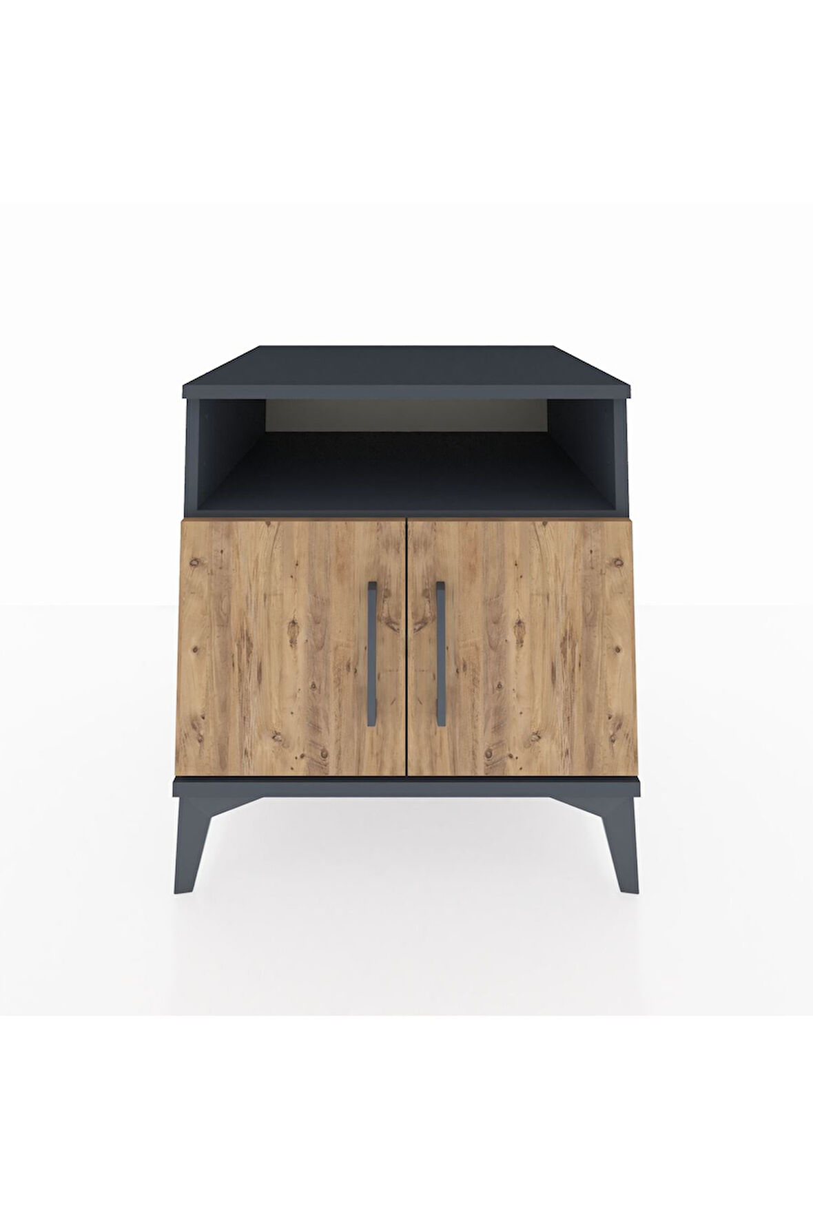 Kronos Komodin 2 Raflı 2 Kapaklı 60x59x64 Antrasit-Çam