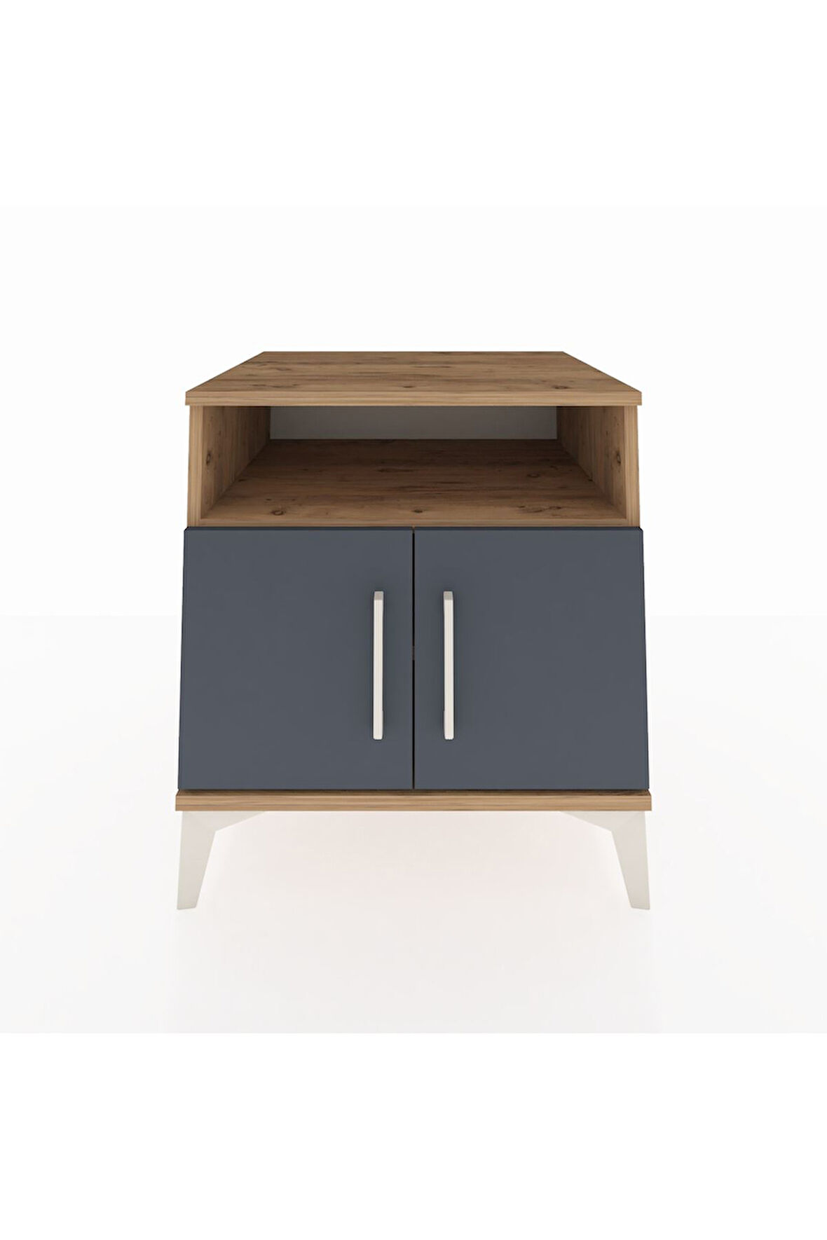 Kronos Komodin 2 Raflı 2 Kapaklı 60x59x64 Çam-Antrasit