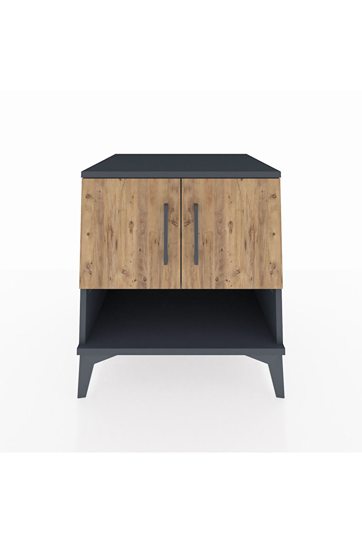 Kronos Komodin 2 Raflı 2 Kapaklı 60x59x64 Antrasit-Çam