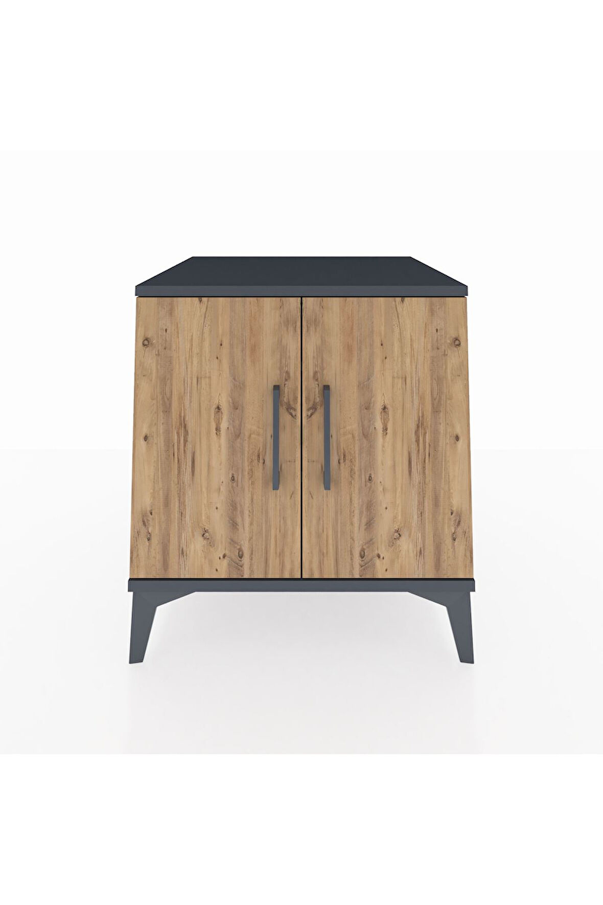 Kronos Komodin 2 Raflı 2 Kapaklı 60x59x64 Antrasit-Çam