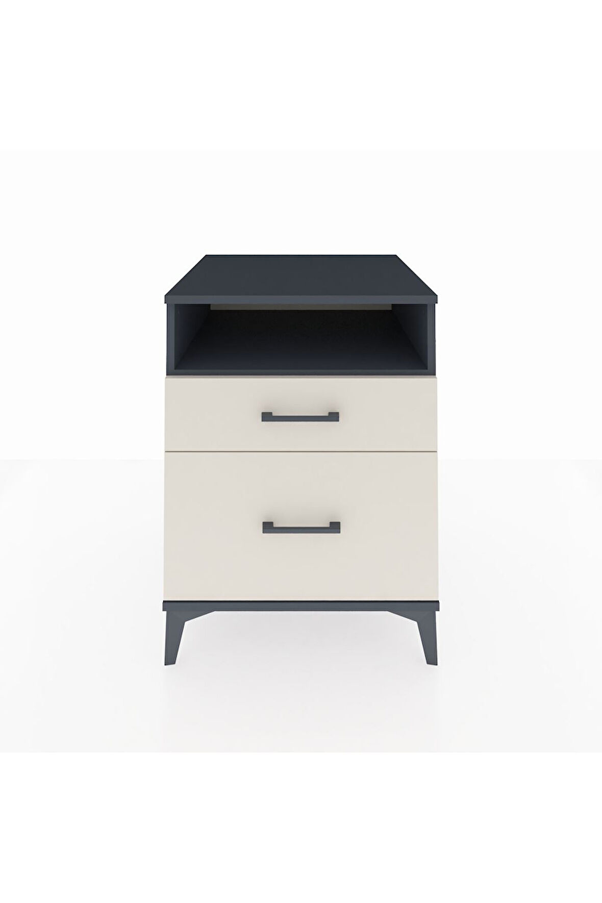 Kronos Komodin Tek Raflı 2 Çekmeceli 60x59x80 Antrasit-Aytaşı