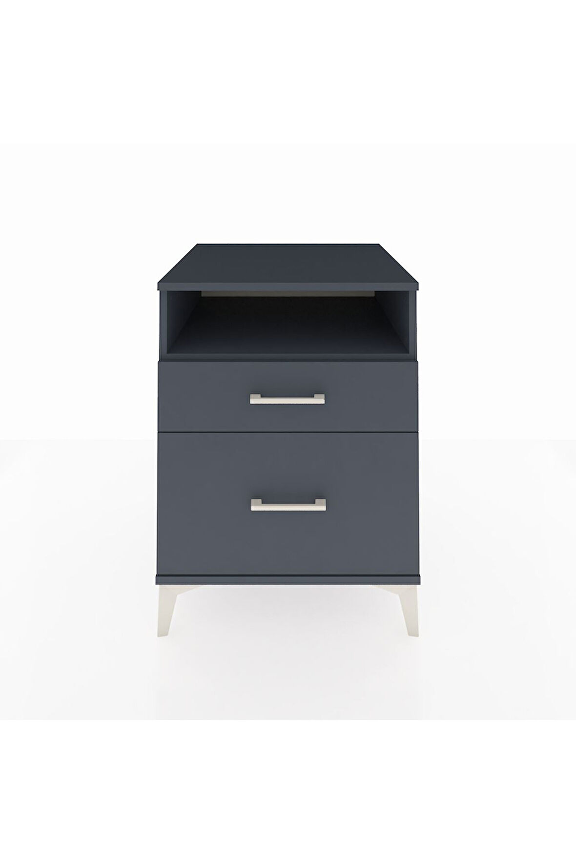 Kronos Komodin Tek Raflı 2 Çekmeceli 60x59x80 Antrasit-Antrasit