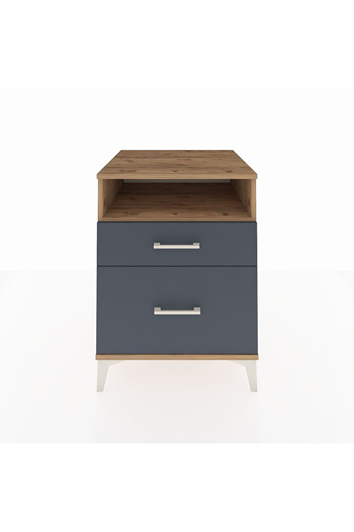 Kronos Komodin Tek Raflı 2 Çekmeceli 60x59x80 Çam-Antrasit