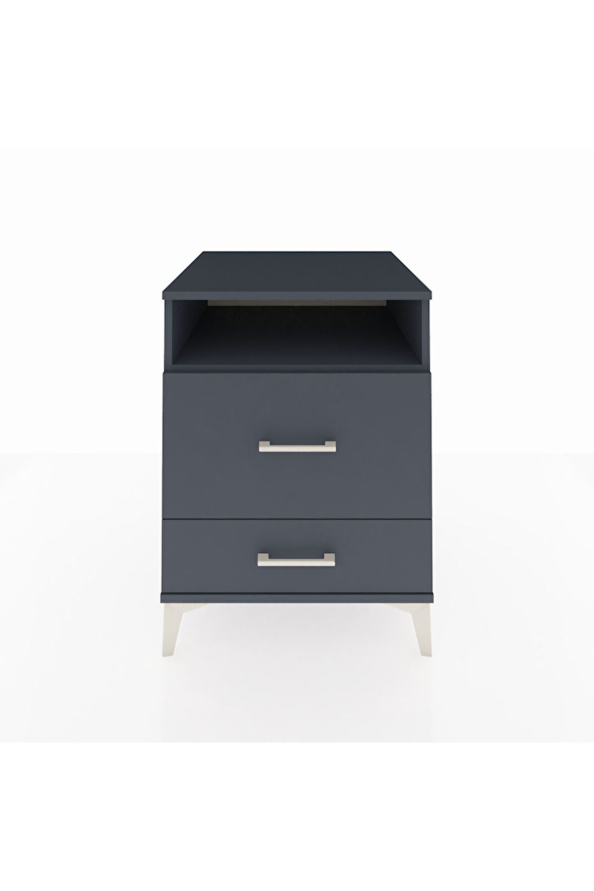 Kronos Komodin Tek Raflı 2 Çekmeceli 60x59x80 Antrasit-Antrasit