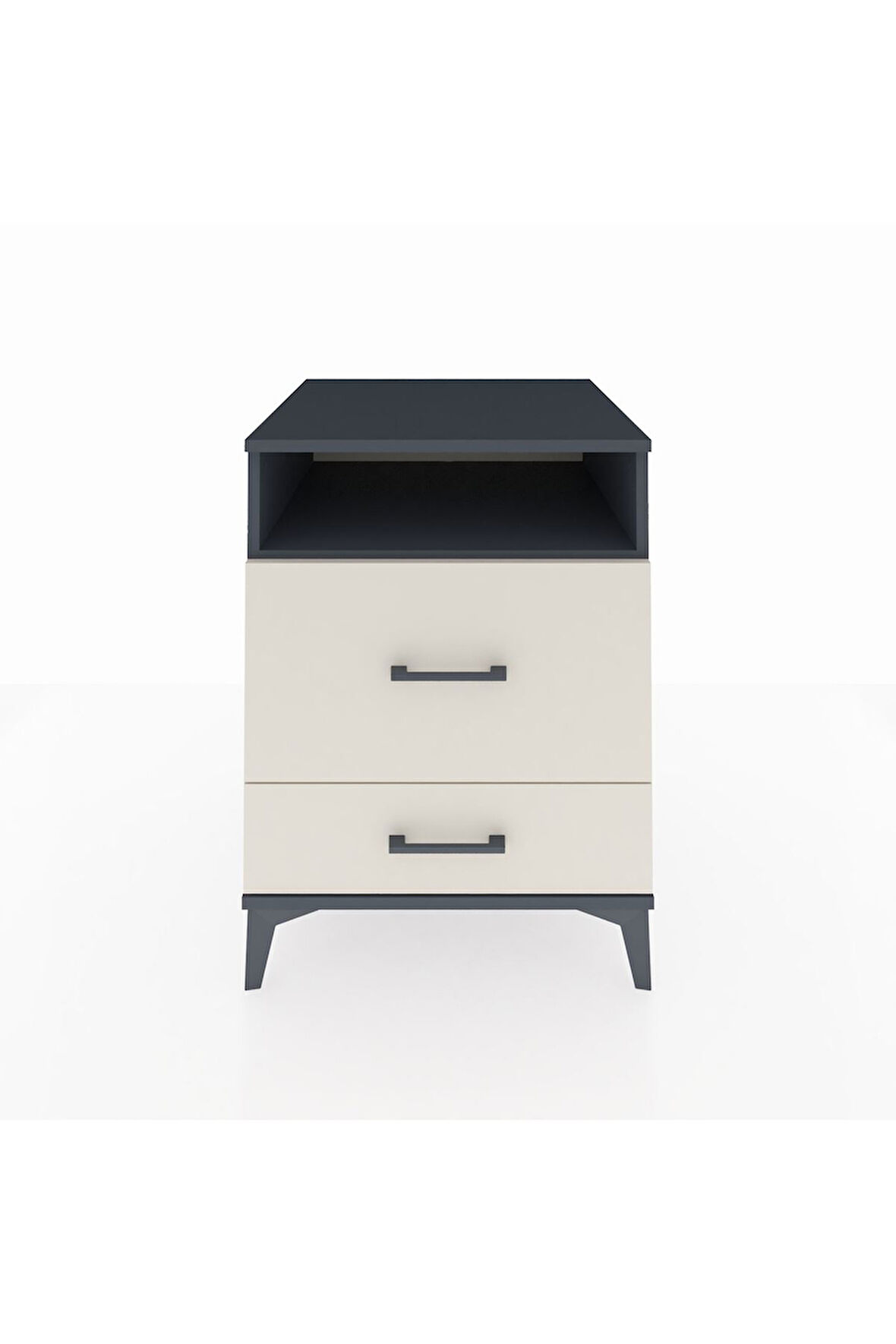 Kronos Komodin Tek Raflı 2 Çekmeceli 60x59x80 Antrasit-Aytaşı