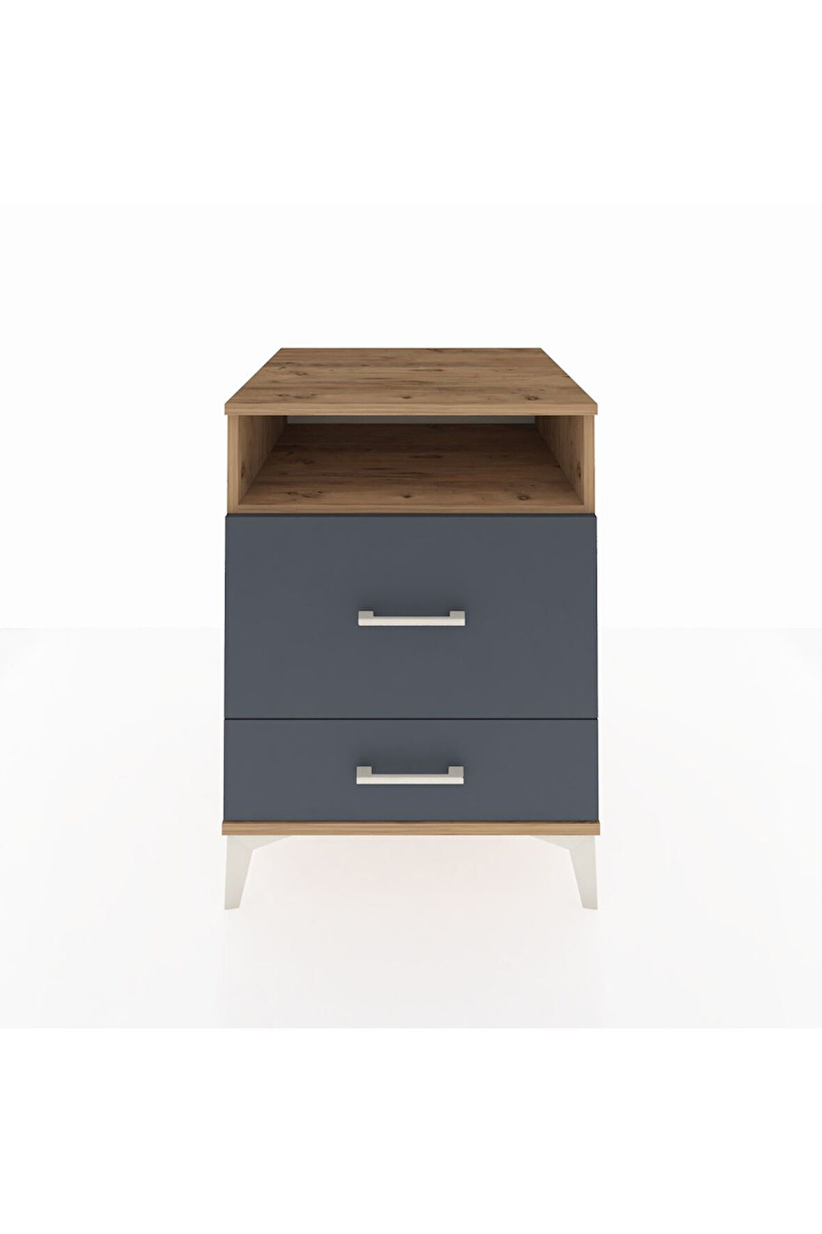 Kronos Komodin Tek Raflı 2 Çekmeceli 60x59x80 Çam-Antrasit