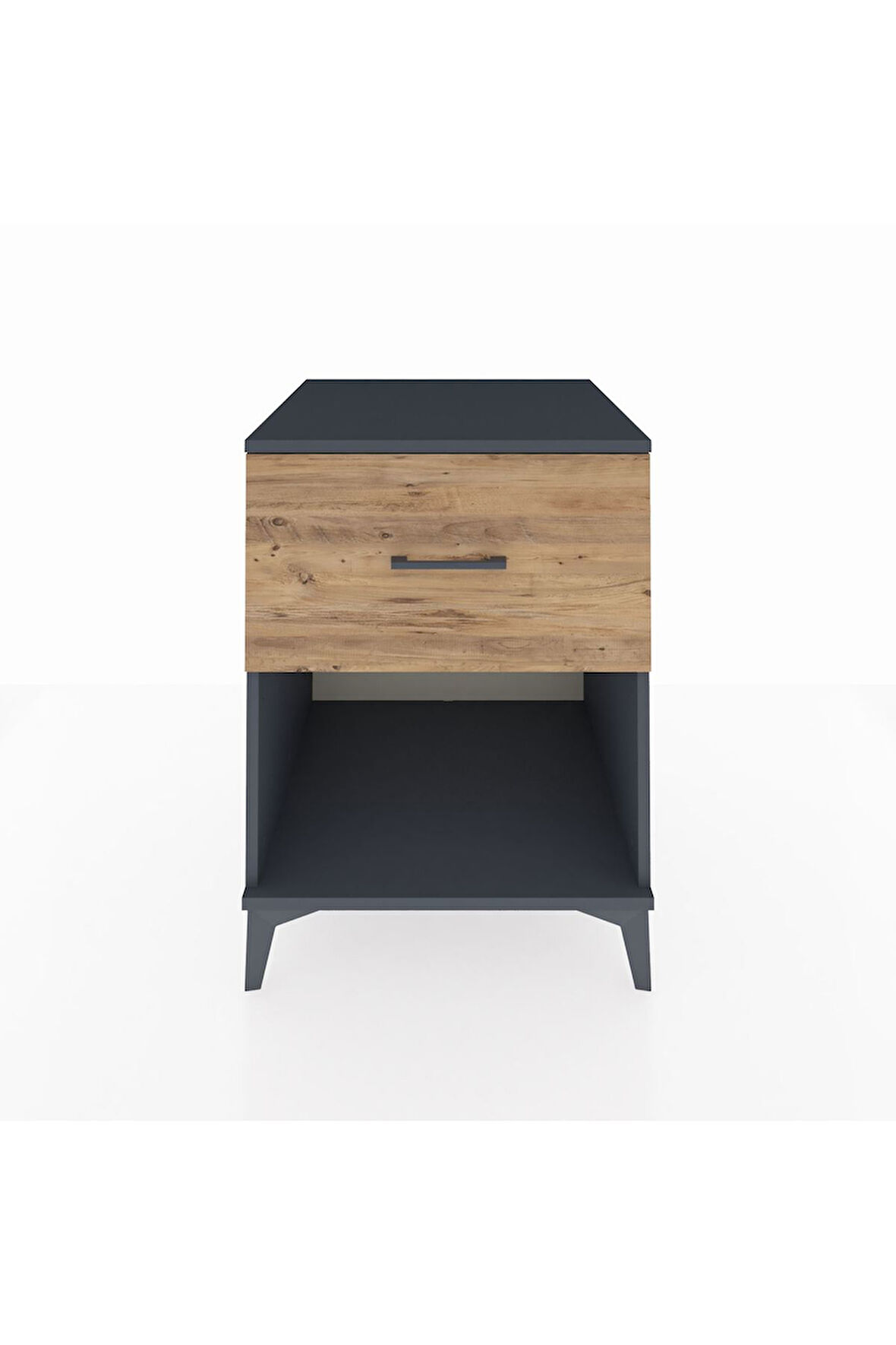 Kronos Komodin Tek Çekmeceli 60x59x80 Antrasit-Çam