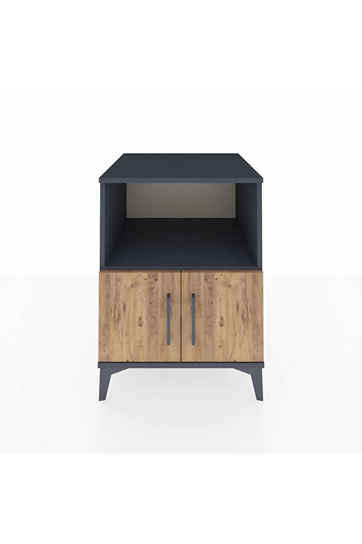 Kronos Komodin 2 Raflı 2 Kapaklı 60x59x80 Antrasit-Çam