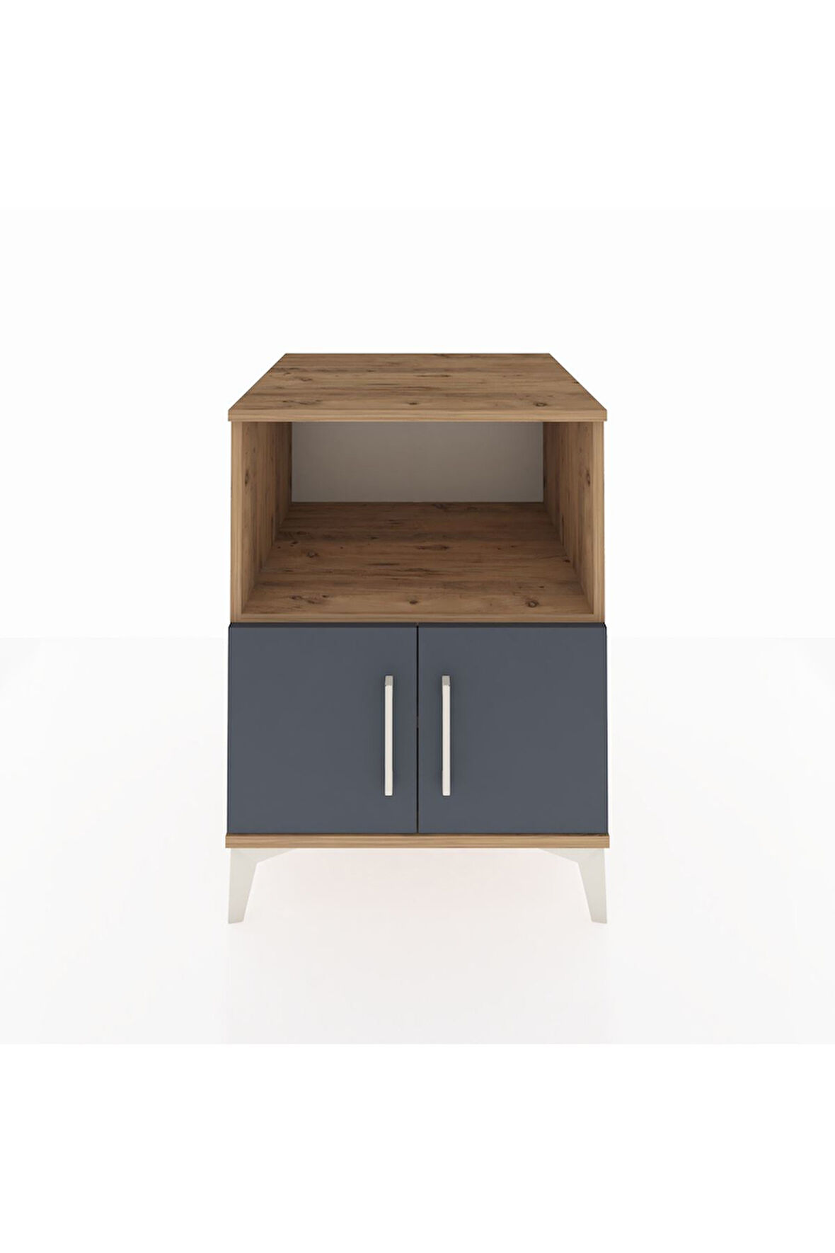 Kronos Komodin 2 Raflı 2 Kapaklı 60x59x80 Çam-Antrasit