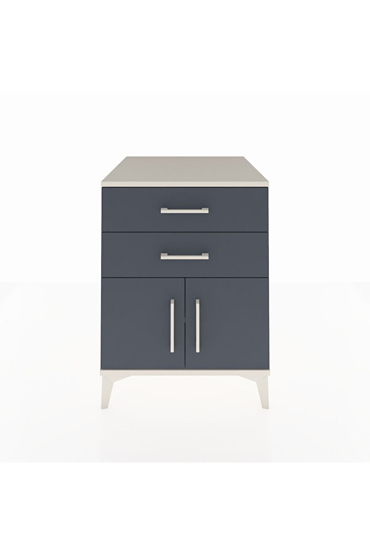 Kronos Komodin Tek Raflı 2 Çekmeceli 2 Kapaklı 60x59x80 Aytaşı-Antrasit