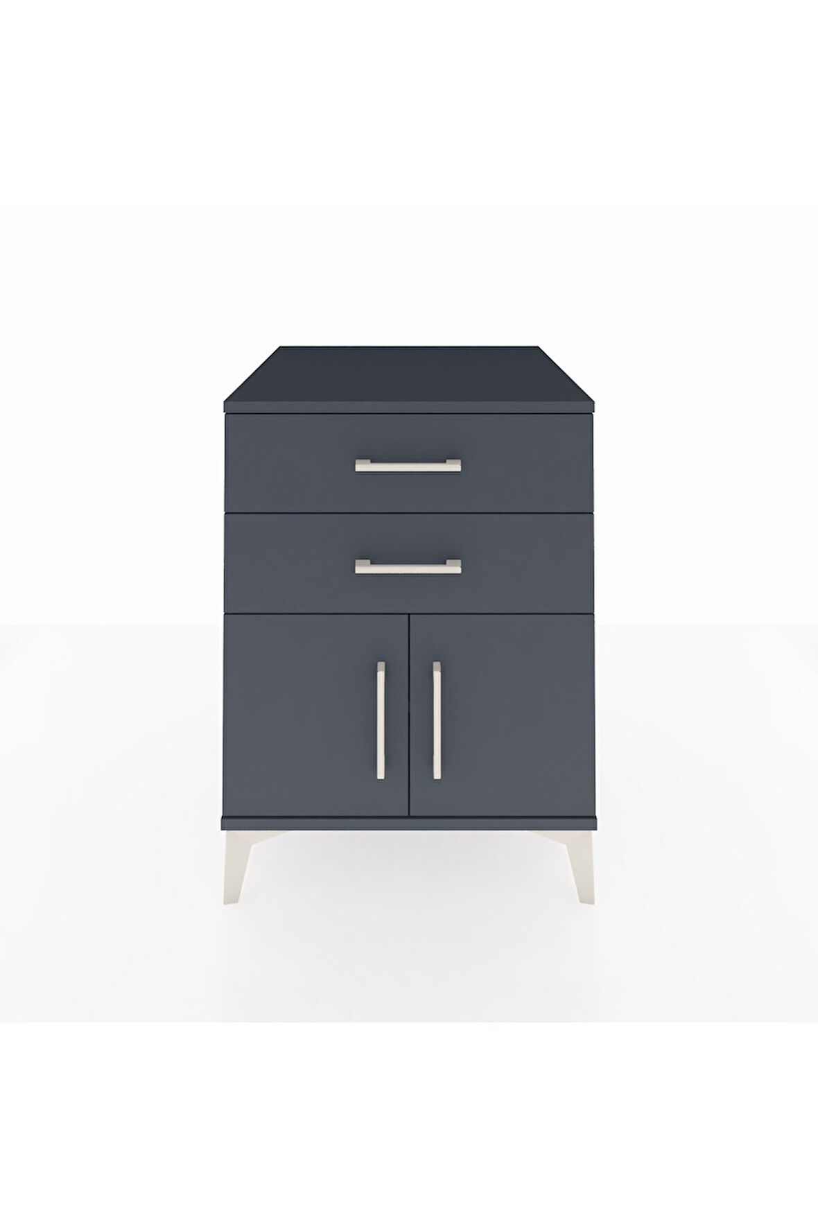 Kronos Komodin Tek Raflı 2 Çekmeceli 2 Kapaklı 60x59x80 Antrasit-Antrasit