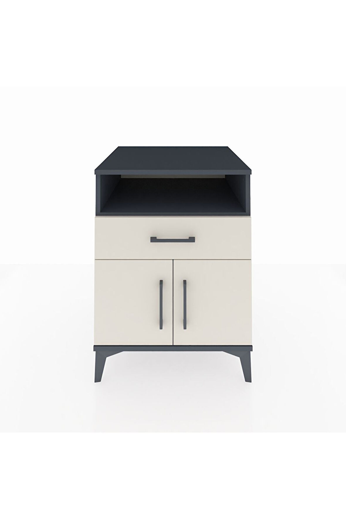 Kronos Komodin 2 Raflı Tek Çekmeceli 2 Kapaklı 60x59x80 Antrasit-Aytaşı