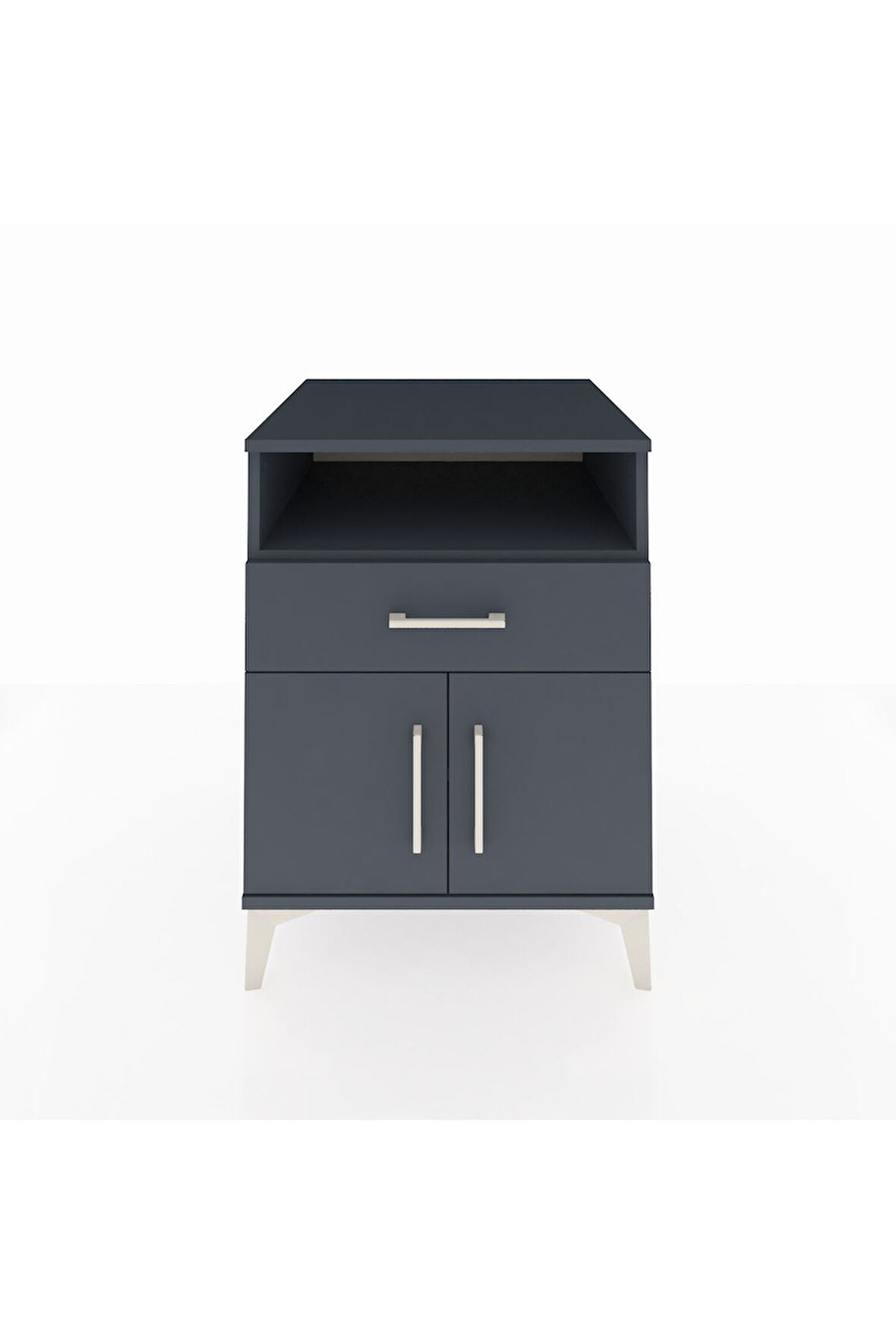 Kronos Komodin 2 Raflı Tek Çekmeceli 2 Kapaklı 60x59x80 Antrasit-Antrasit