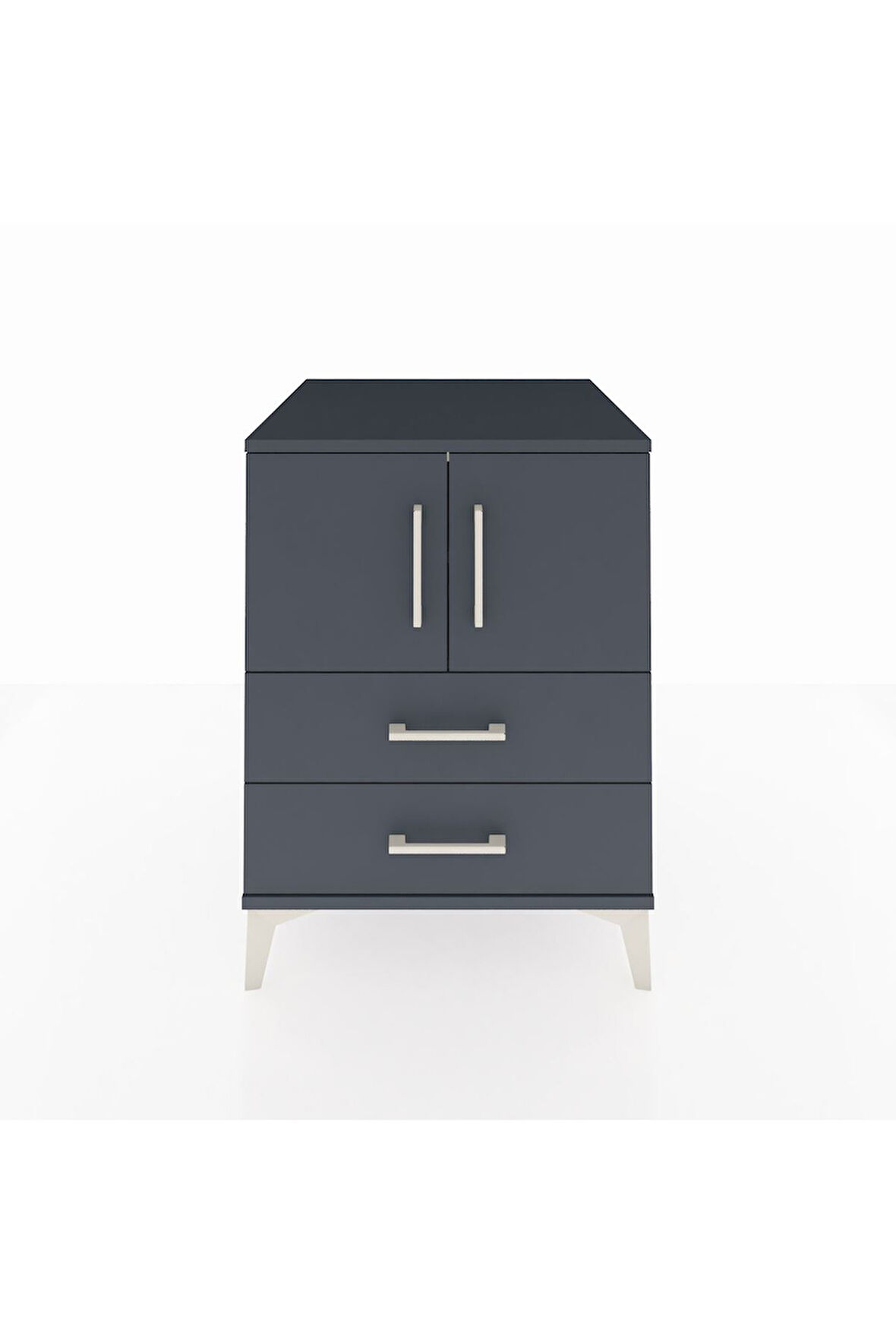 Kronos Komodin 2 Raflı 2 Çekmeceli 2 Kapaklı 60x59x80 Antrasit-Antrasit