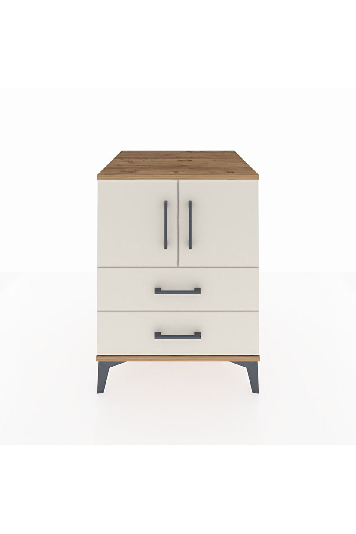 Kronos Komodin 2 Raflı 2 Çekmeceli 2 Kapaklı 60x59x80 Çam-Aytaşı