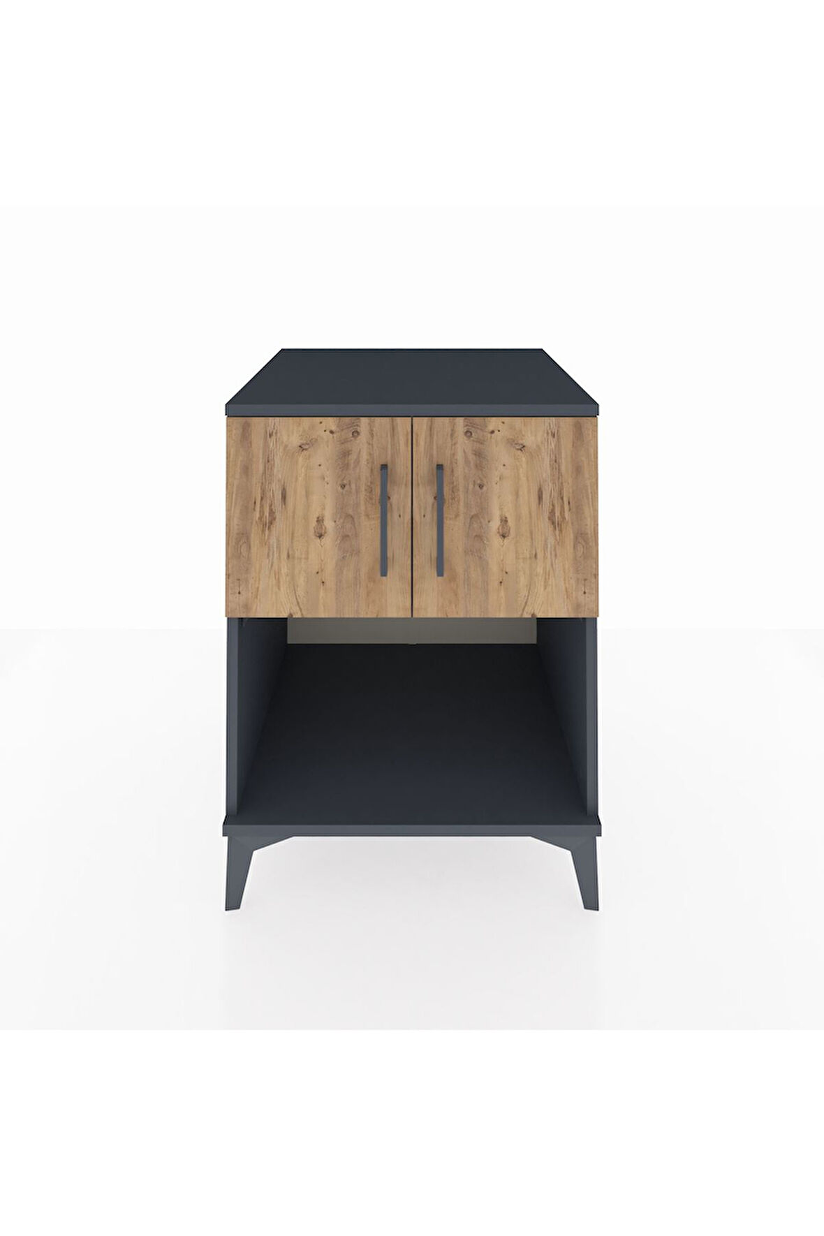 Kronos Komodin 2 Raflı 2 Kapaklı 60x59x80 Antrasit-Çam