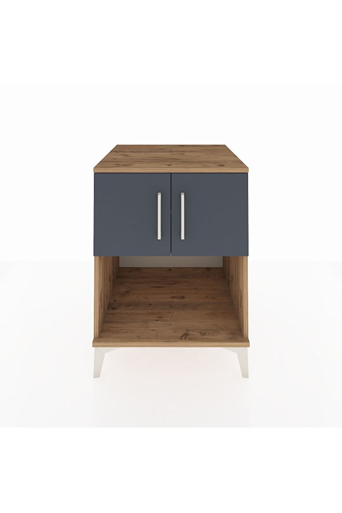 Kronos Komodin 2 Raflı 2 Kapaklı 60x59x80 Çam-Antrasit