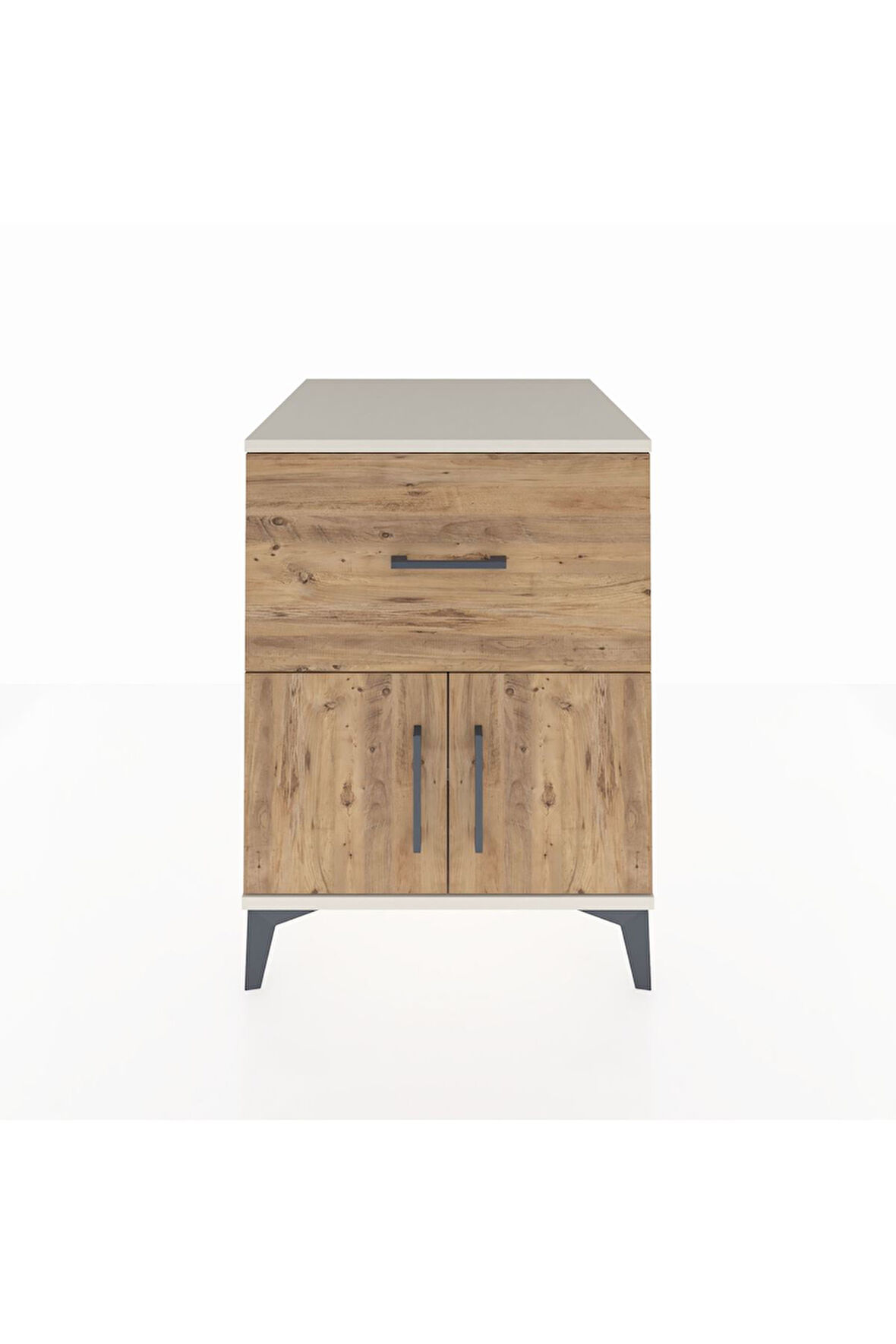 Kronos Komodin Tek Raflı Tek Çekmeceli 2 Kapaklı 60x59x80 Aytaşı-Çam