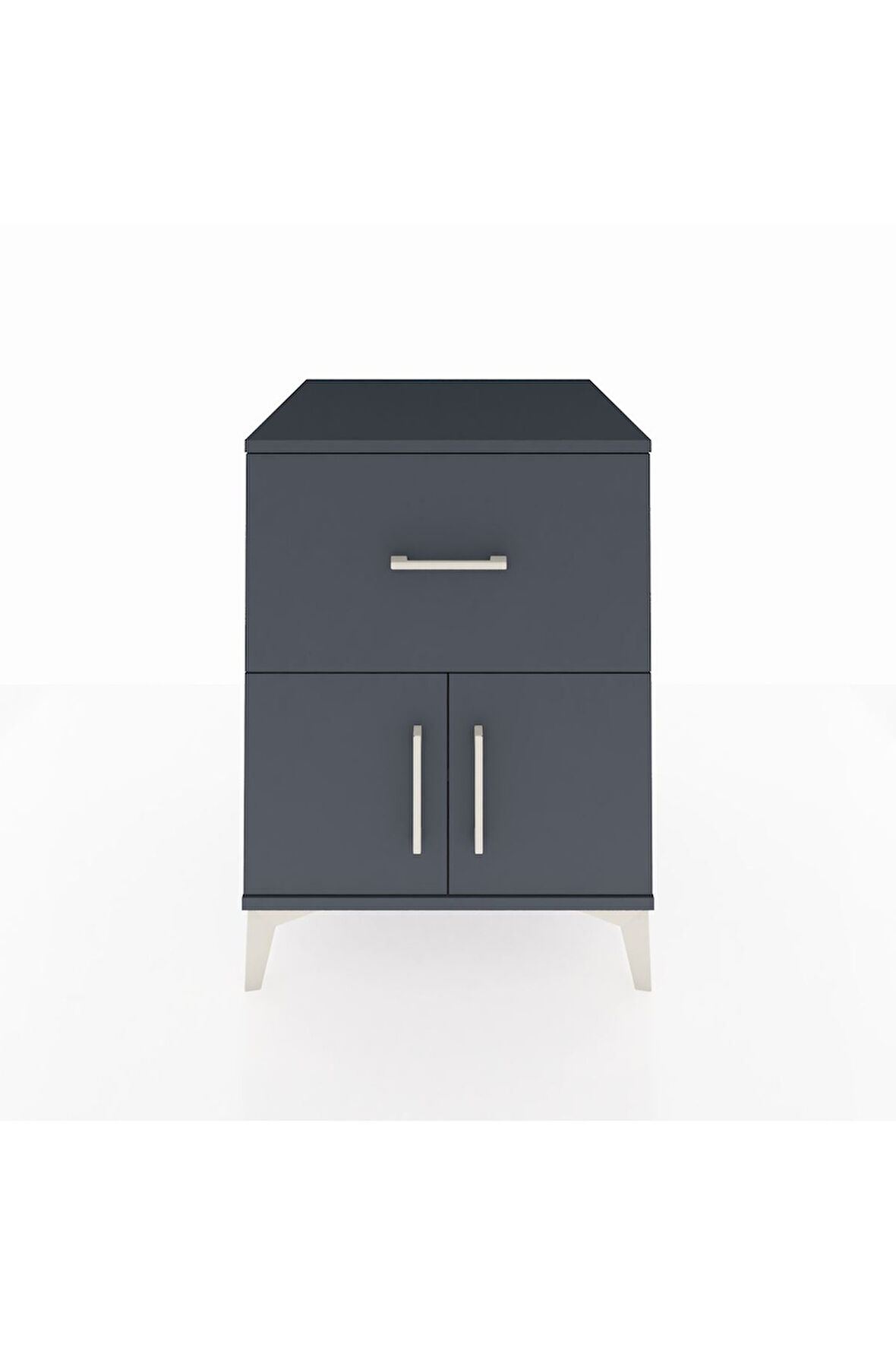 Kronos Komodin Tek Raflı Tek Çekmeceli 2 Kapaklı 60x59x80 Antrasit-Antrasit