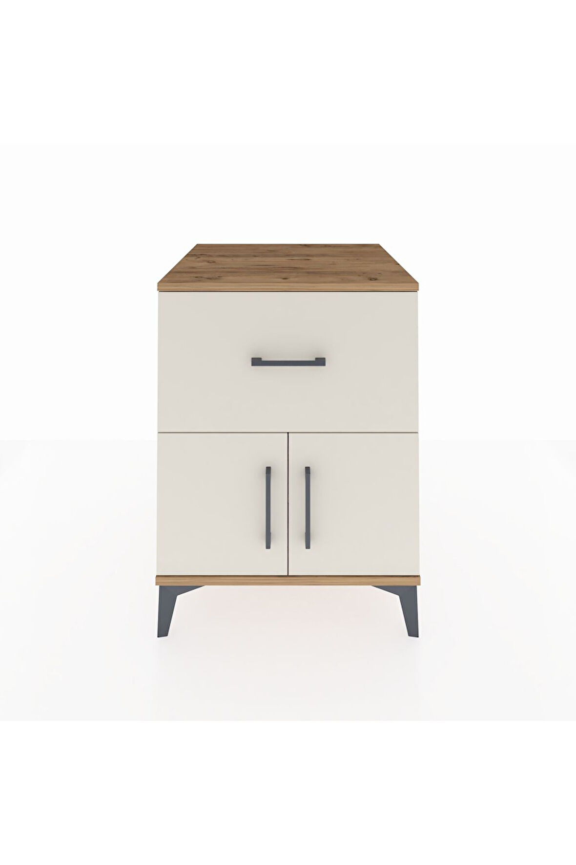 Kronos Komodin Tek Raflı Tek Çekmeceli 2 Kapaklı 60x59x80 Çam-Aytaşı