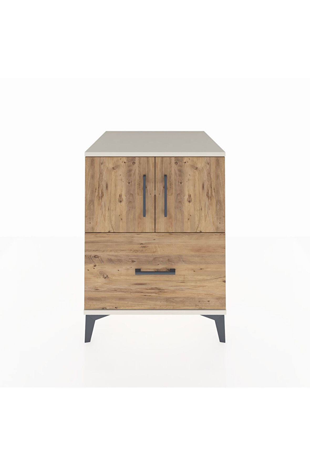 Kronos Komodin 2 Raflı Tek Çekmeceli 2 Kapaklı 60x59x80 Aytaşı-Çam