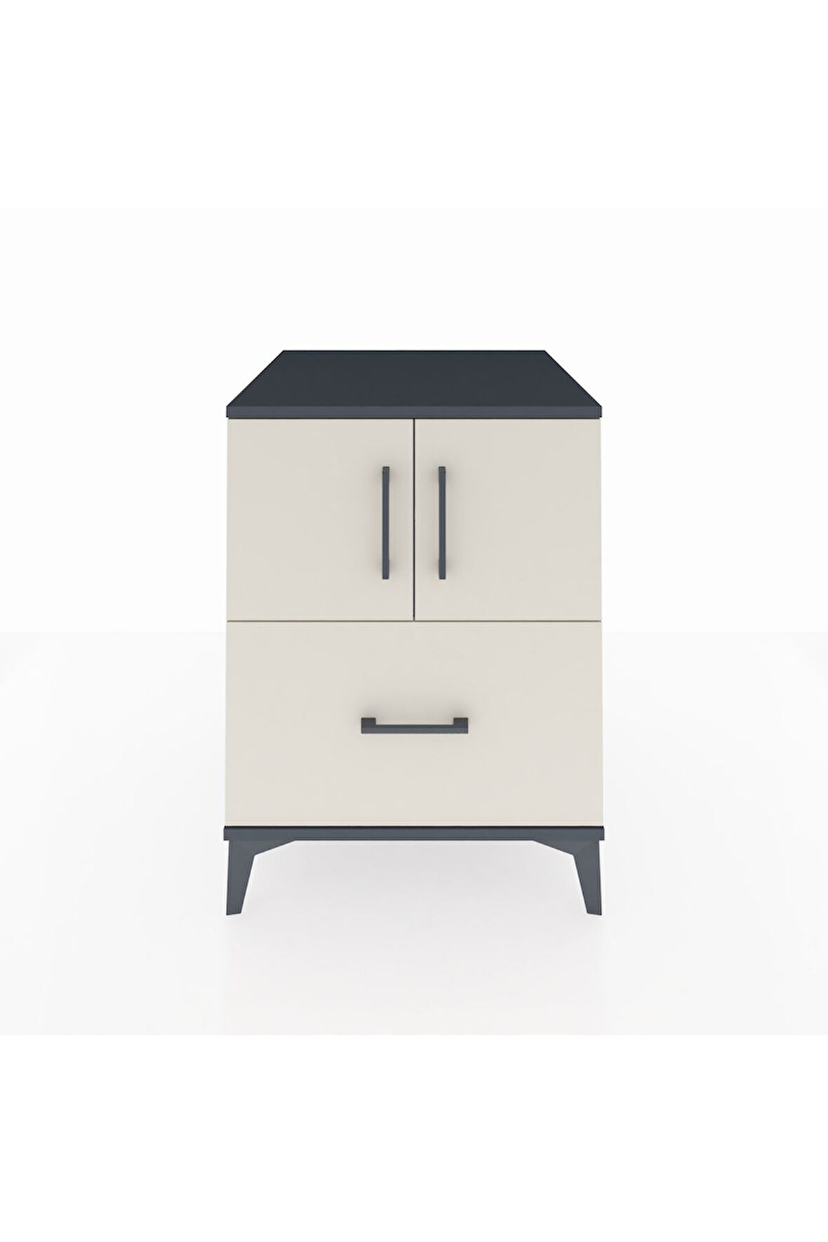 Kronos Komodin 2 Raflı Tek Çekmeceli 2 Kapaklı 60x59x80 Antrasit-Aytaşı