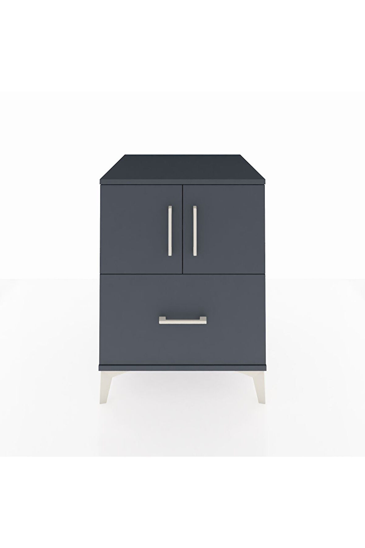 Kronos Komodin 2 Raflı Tek Çekmeceli 2 Kapaklı 60x59x80 Antrasit-Antrasit