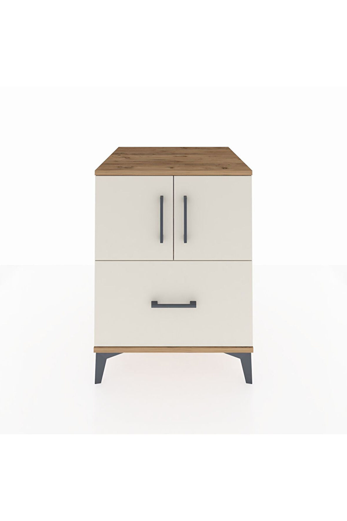 Kronos Komodin 2 Raflı Tek Çekmeceli 2 Kapaklı 60x59x80 Çam-Aytaşı