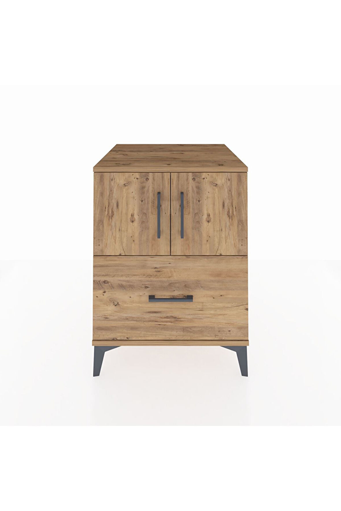 Kronos Komodin 2 Raflı Tek Çekmeceli 2 Kapaklı 60x59x80 Çam-Çam