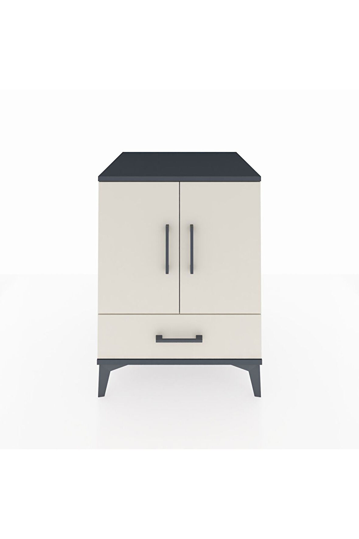 Kronos Komodin 2 Raflı Tek Çekmeceli 2 Kapaklı 60x59x80 Antrasit-Aytaşı