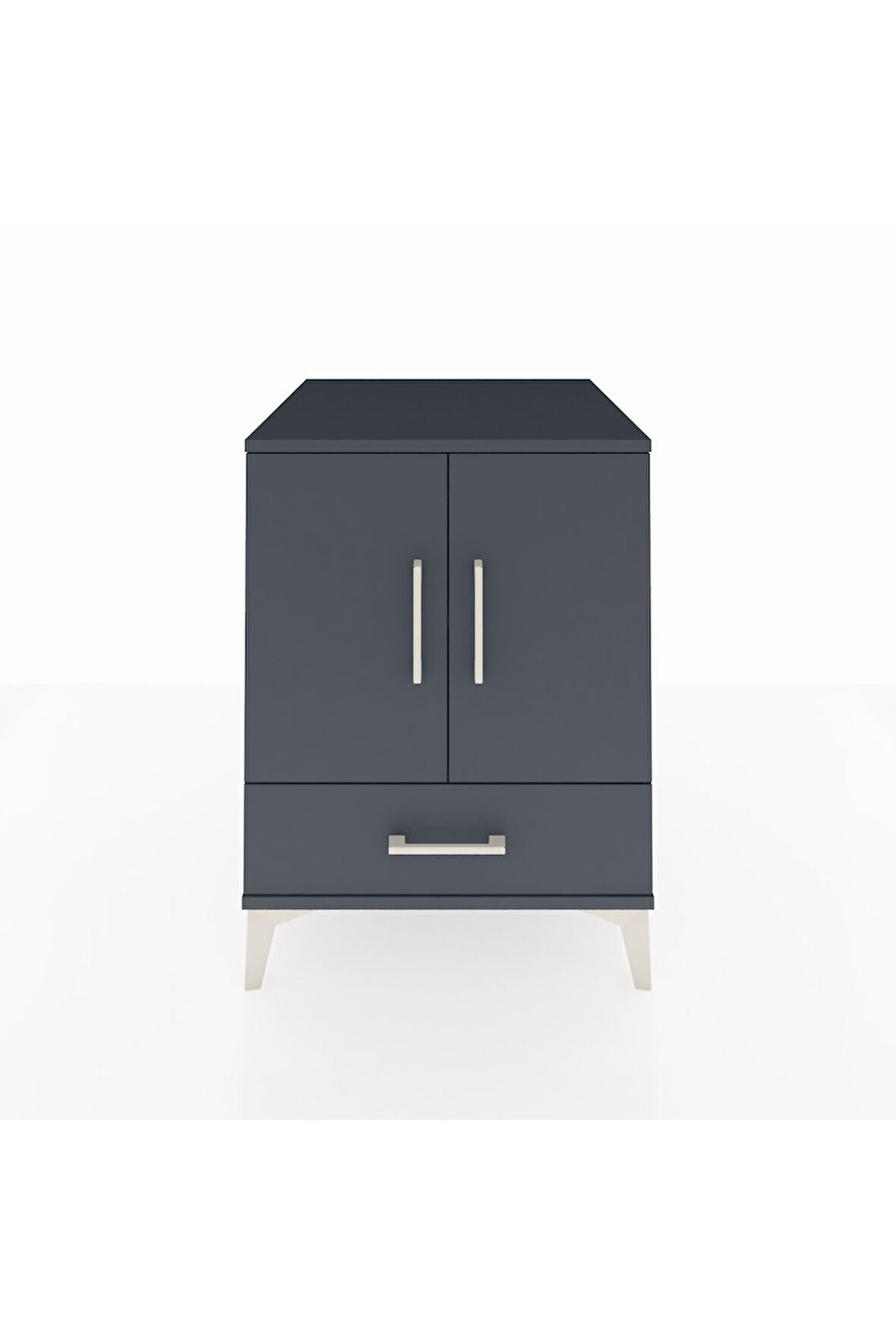 Kronos Komodin 2 Raflı Tek Çekmeceli 2 Kapaklı 60x59x80 Antrasit-Antrasit