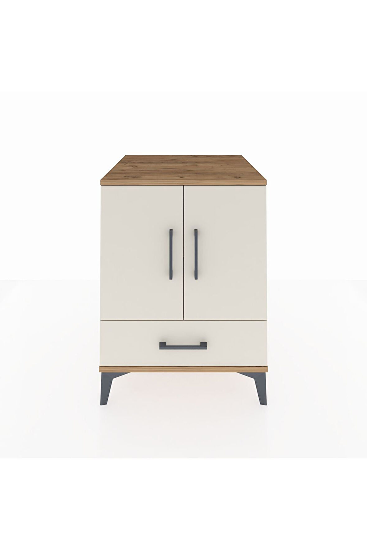 Kronos Komodin 2 Raflı Tek Çekmeceli 2 Kapaklı 60x59x80 Çam-Aytaşı