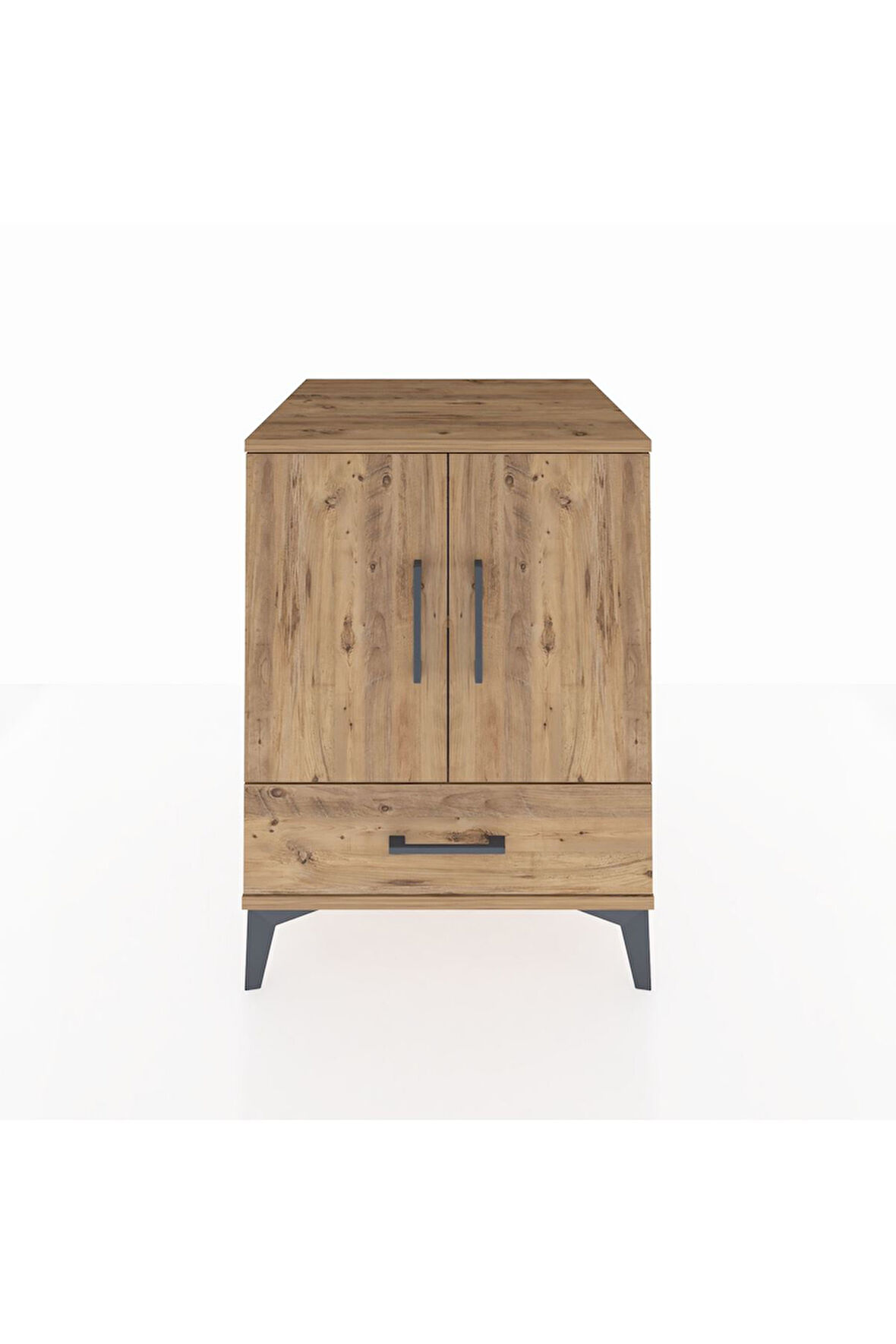 Kronos Komodin 2 Raflı Tek Çekmeceli 2 Kapaklı 60x59x80 Çam-Çam