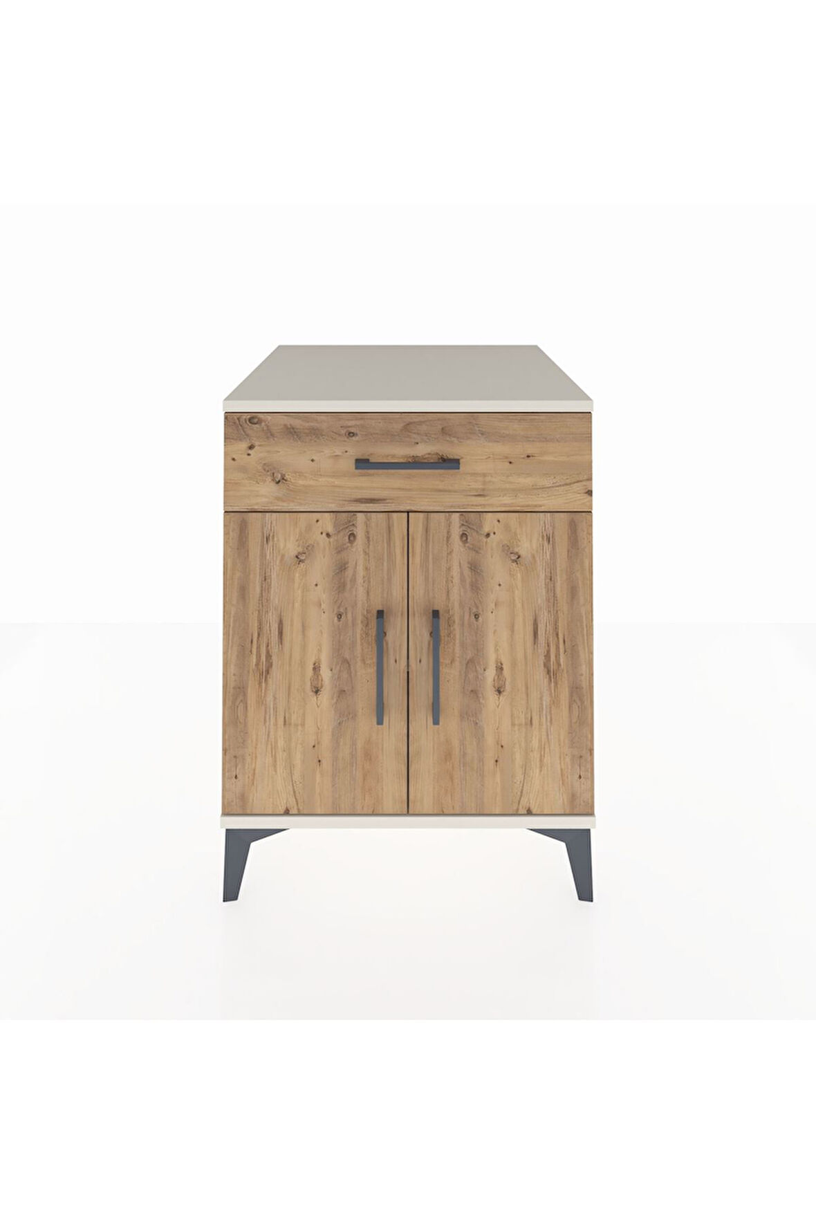 Kronos Komodin Tek Raflı Tek Çekmeceli 2 Kapaklı 60x59x80 Aytaşı-Çam