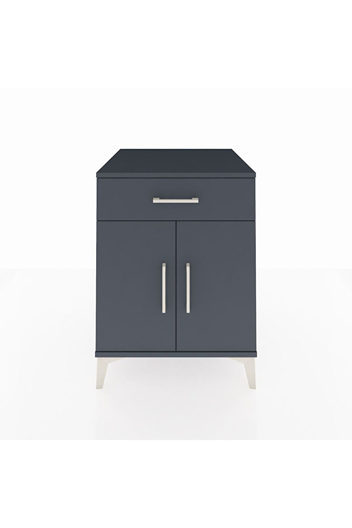 Kronos Komodin Tek Raflı Tek Çekmeceli 2 Kapaklı 60x59x80 Antrasit-Antrasit