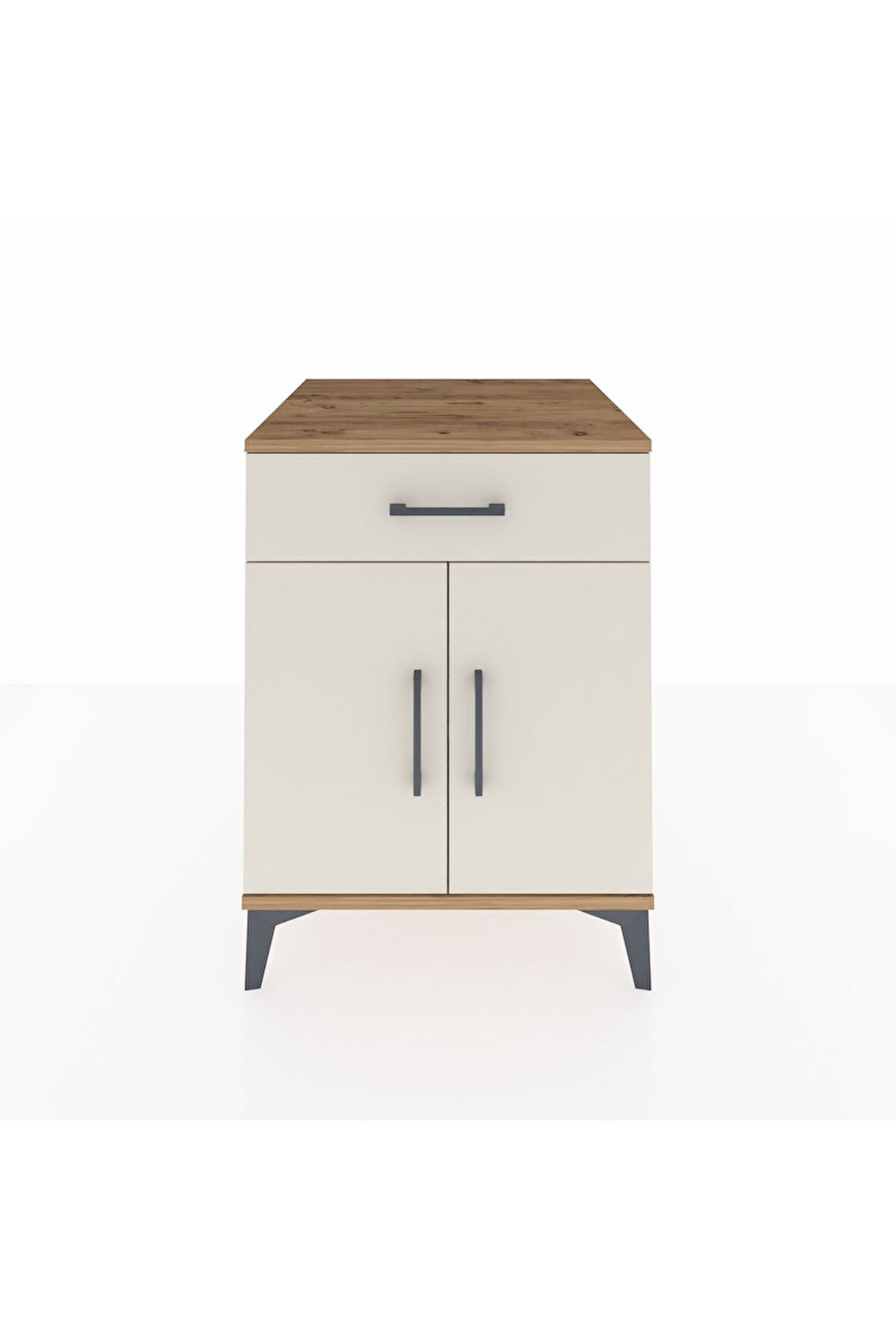 Kronos Komodin Tek Raflı Tek Çekmeceli 2 Kapaklı 60x59x80 Çam-Aytaşı