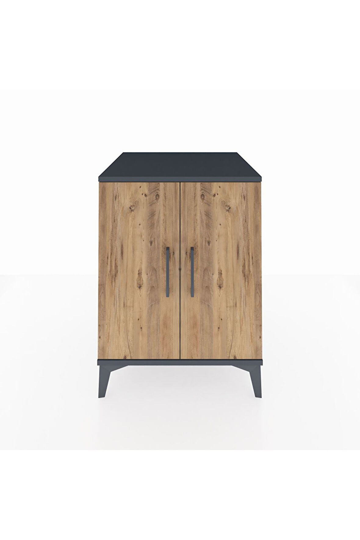 Kronos Komodin Tek Raflı 2 Kapaklı 60x59x80 Antrasit-Çam