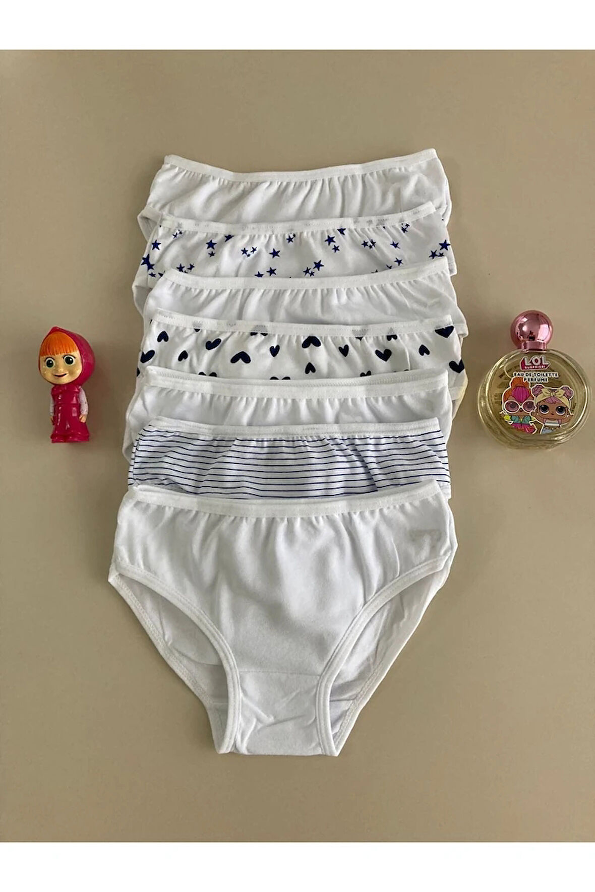 ELM Karışık Desen 7li Kız Slip Set S-53