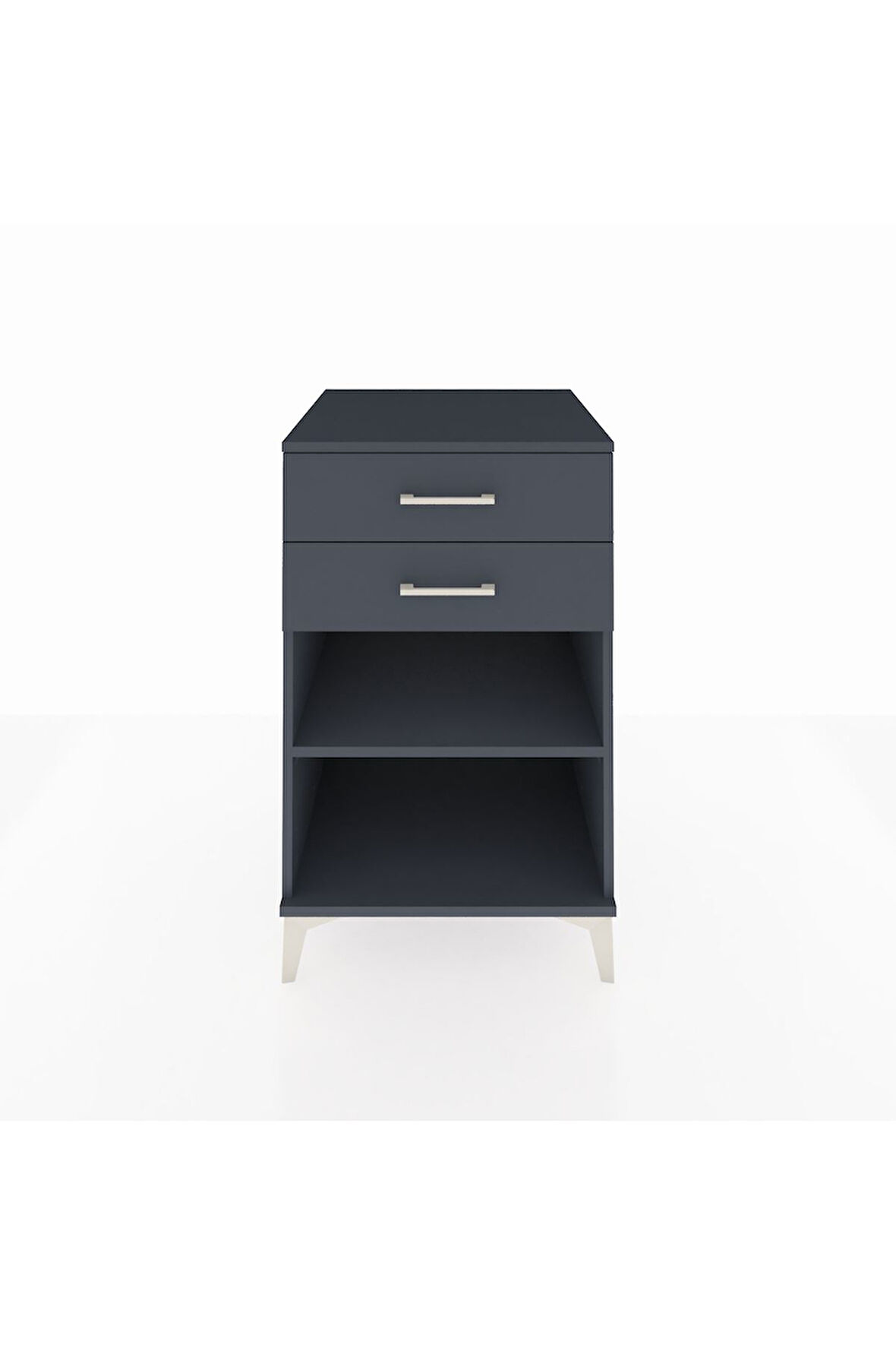 Kronos Komodin Tek Raflı 2 Çekmeceli 60x59x96 Antrasit-Antrasit