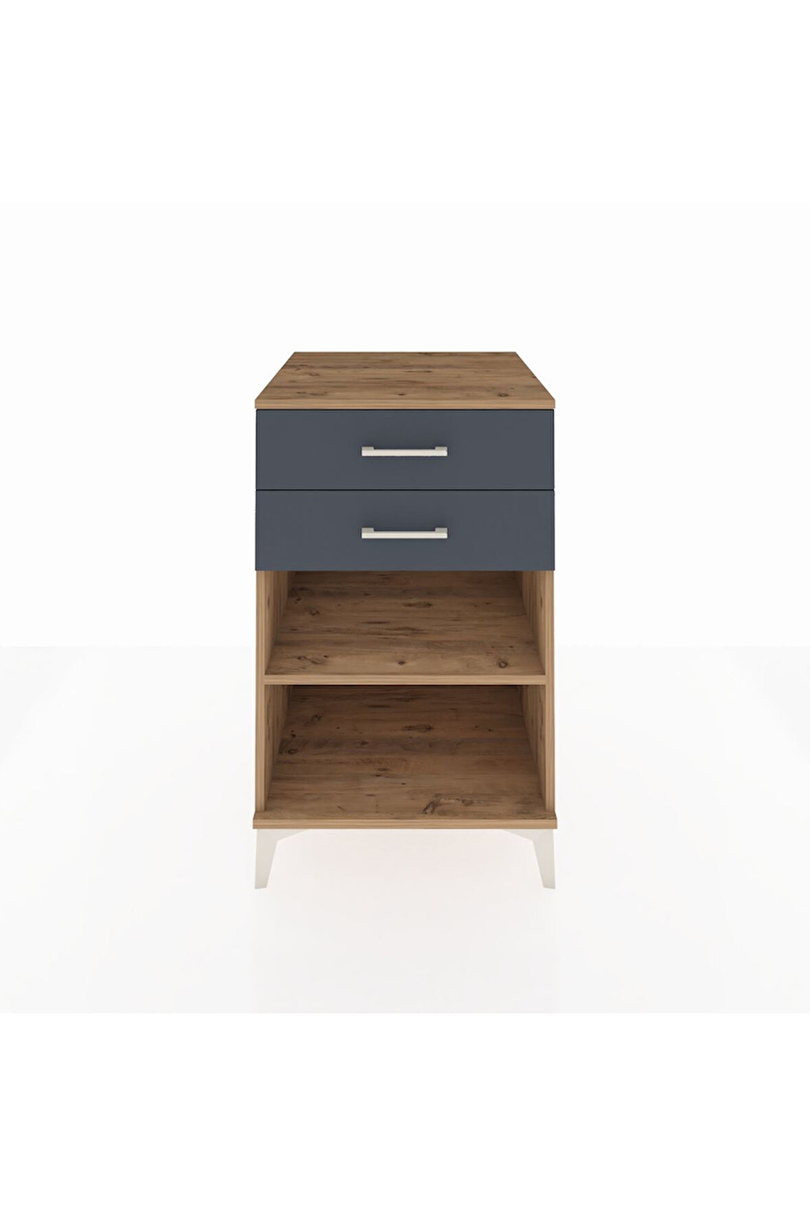 Kronos Komodin Tek Raflı 2 Çekmeceli 60x59x96 Çam-Antrasit