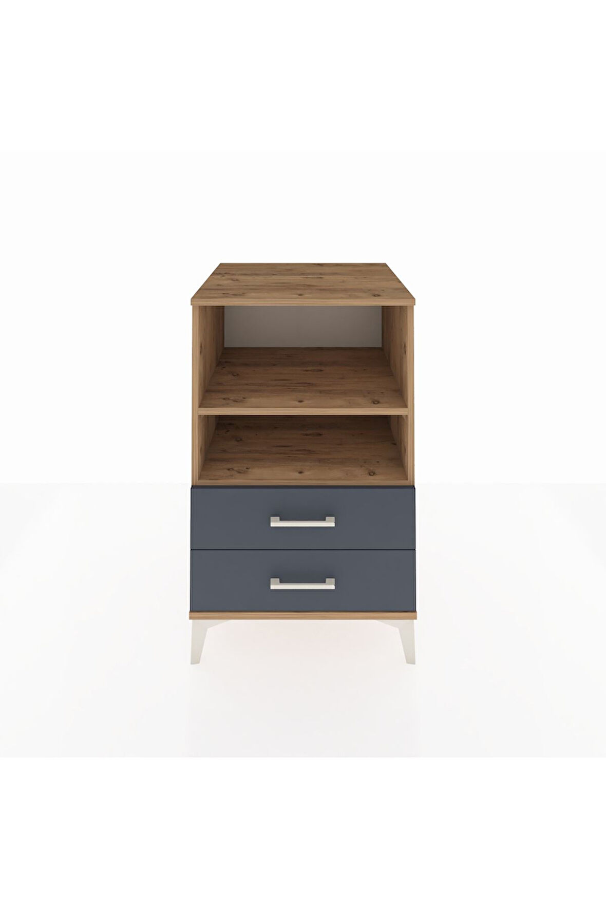 Kronos Komodin 2 Raflı 2 Çekmeceli 60x59x96 Çam-Antrasit