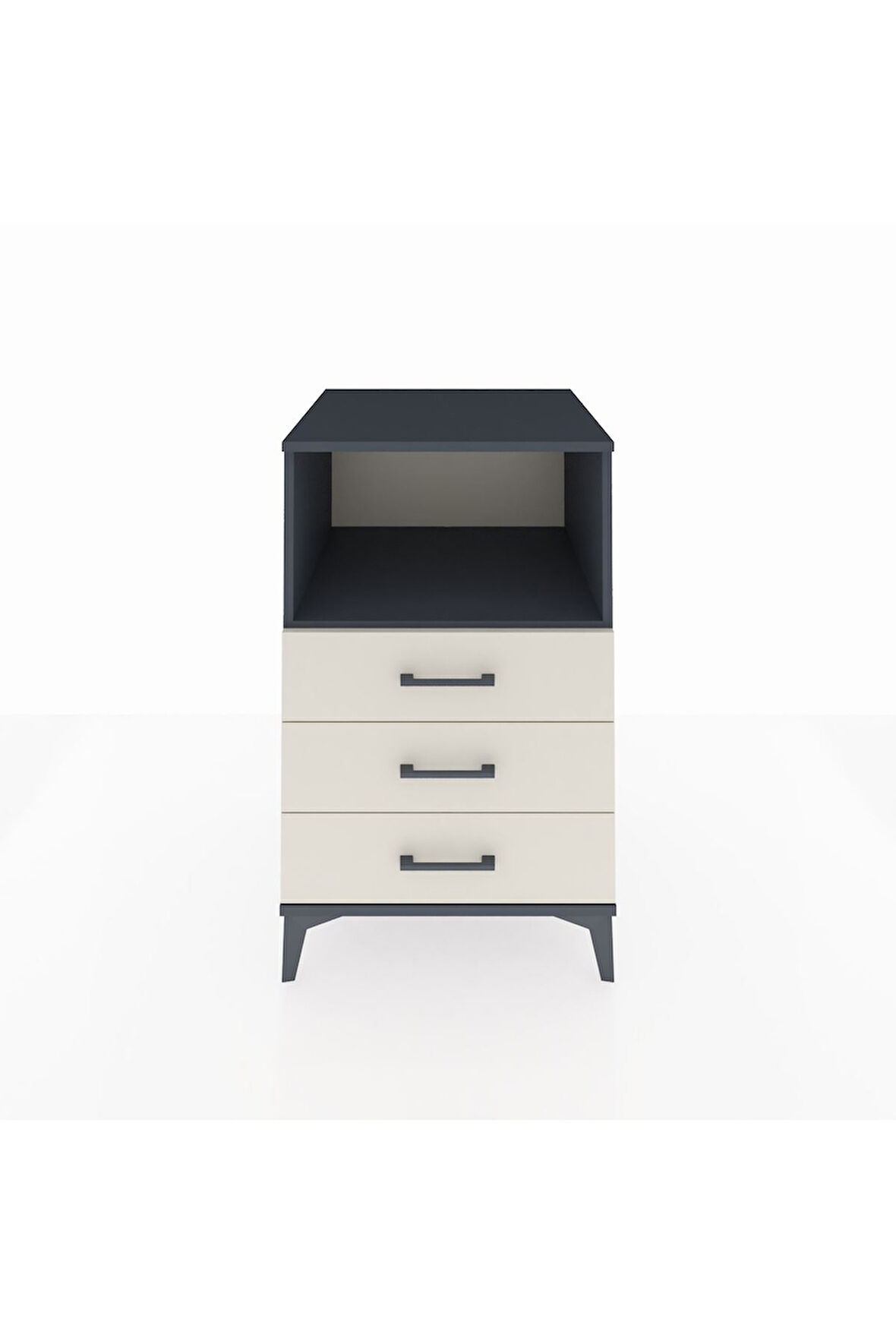 Kronos Komodin Tek Raflı 3 Çekmeceli 60x59x96 Antrasit-Aytaşı