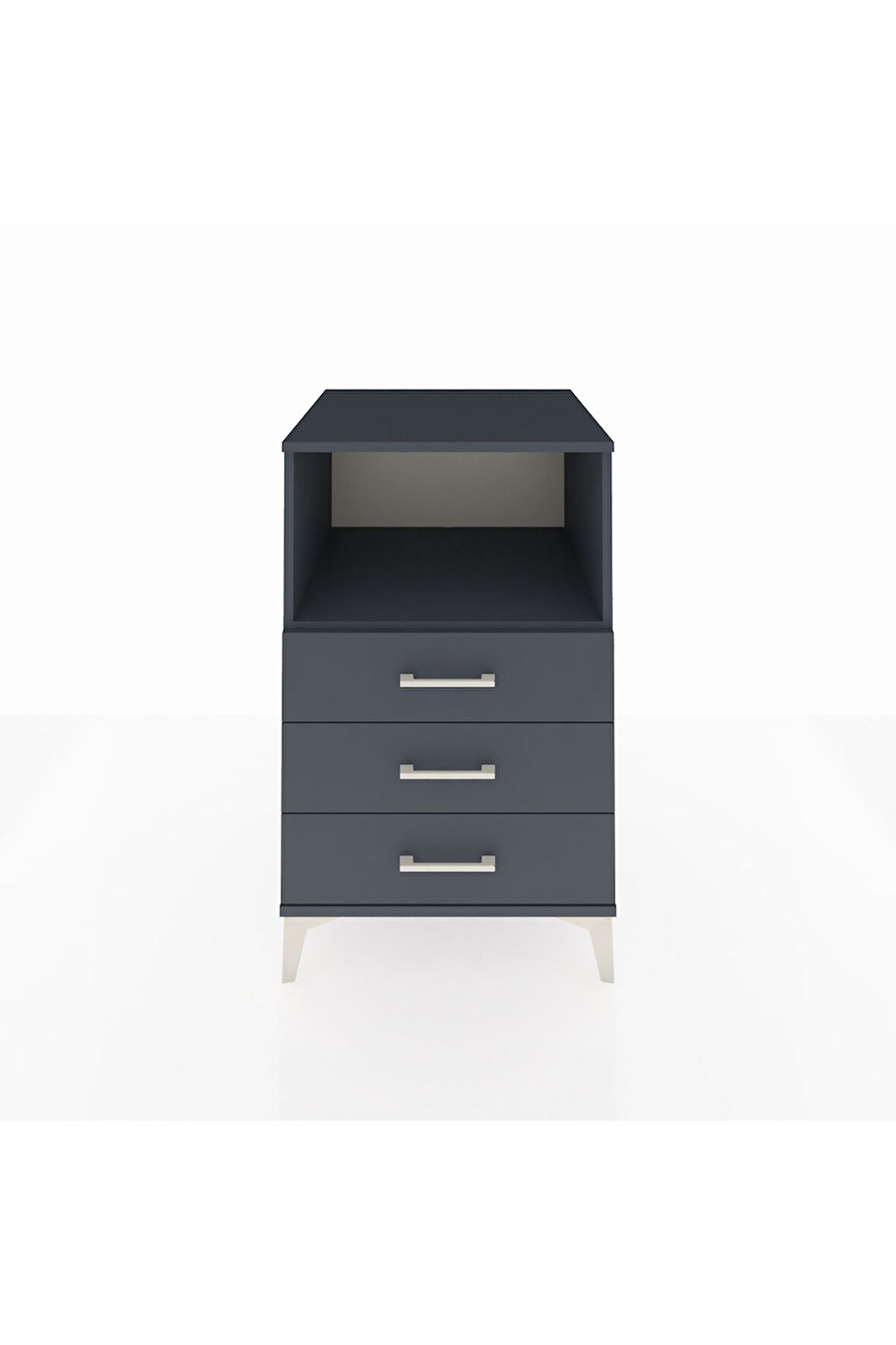 Kronos Komodin Tek Raflı 3 Çekmeceli 60x59x96 Antrasit-Antrasit