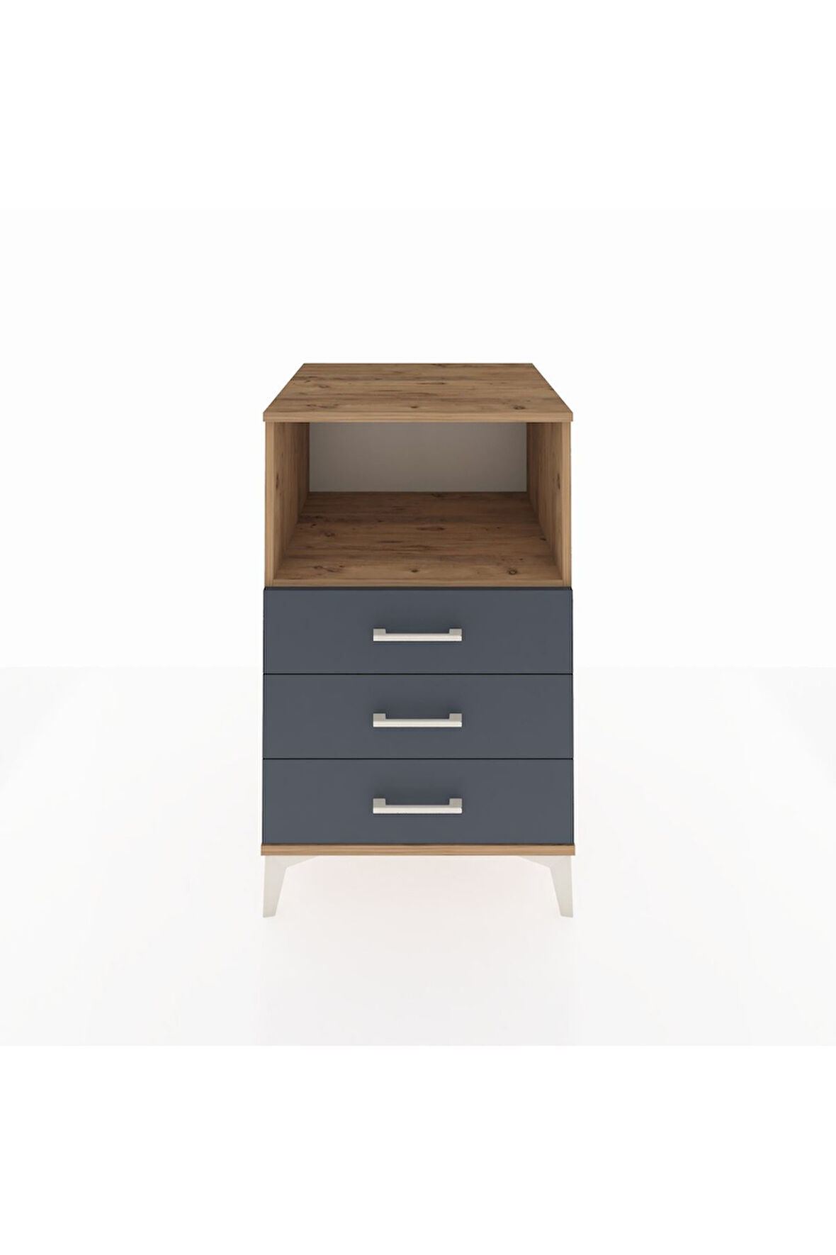 Kronos Komodin Tek Raflı 3 Çekmeceli 60x59x96 Çam-Antrasit