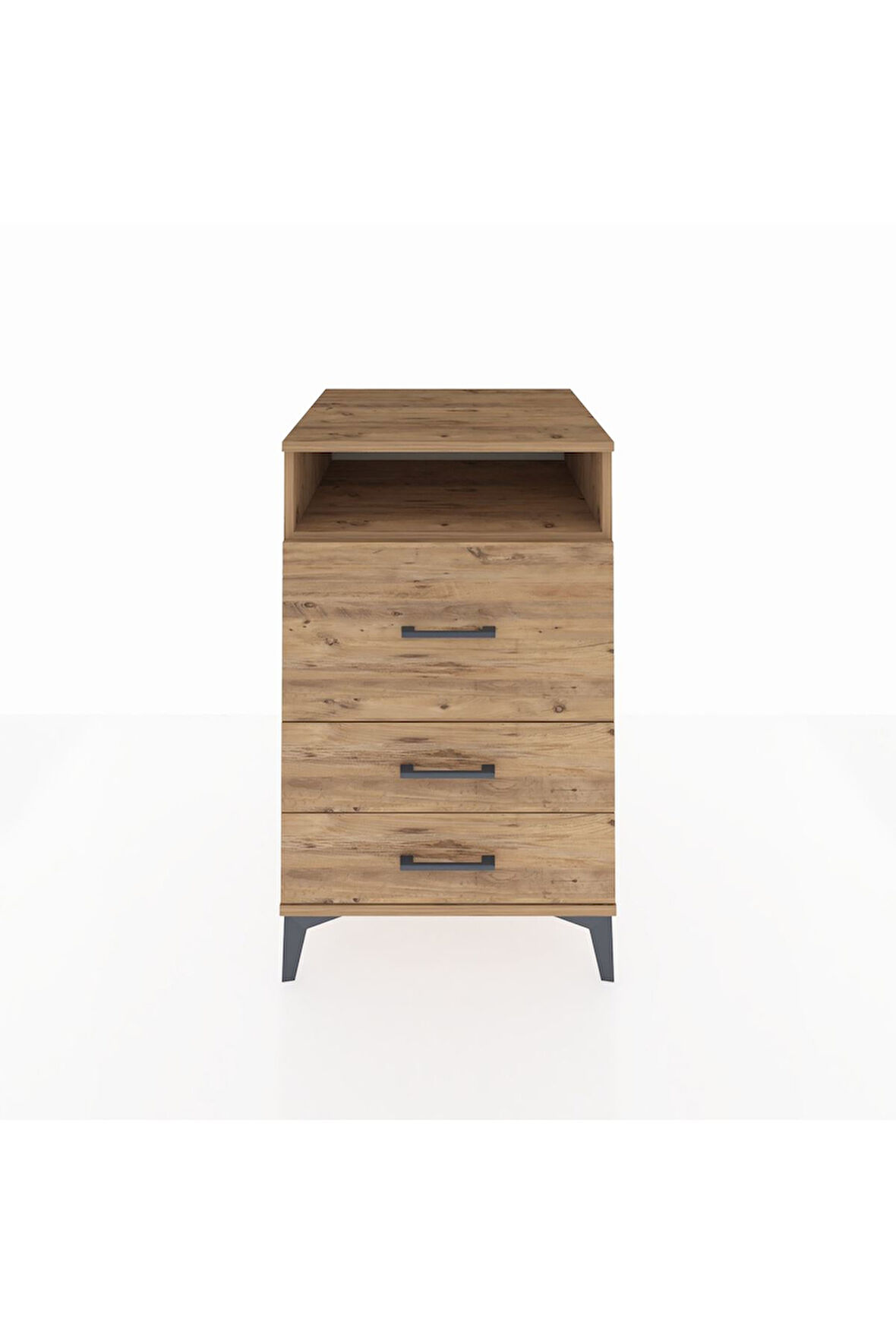 Kronos Komodin Tek Raflı 3 Çekmeceli 60x59x96 Çam-Çam