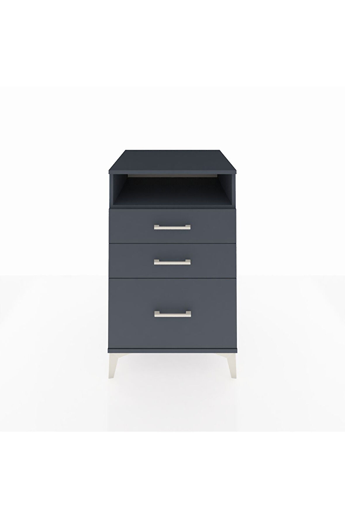 Kronos Komodin Tek Raflı 3 Çekmeceli 60x59x96 Antrasit-Antrasit